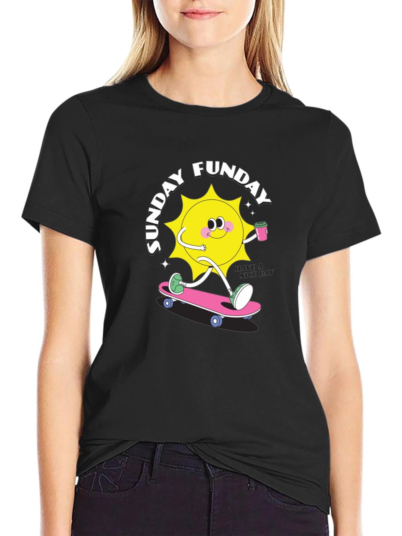 Sunday Funday Black Graphic T-Shirt