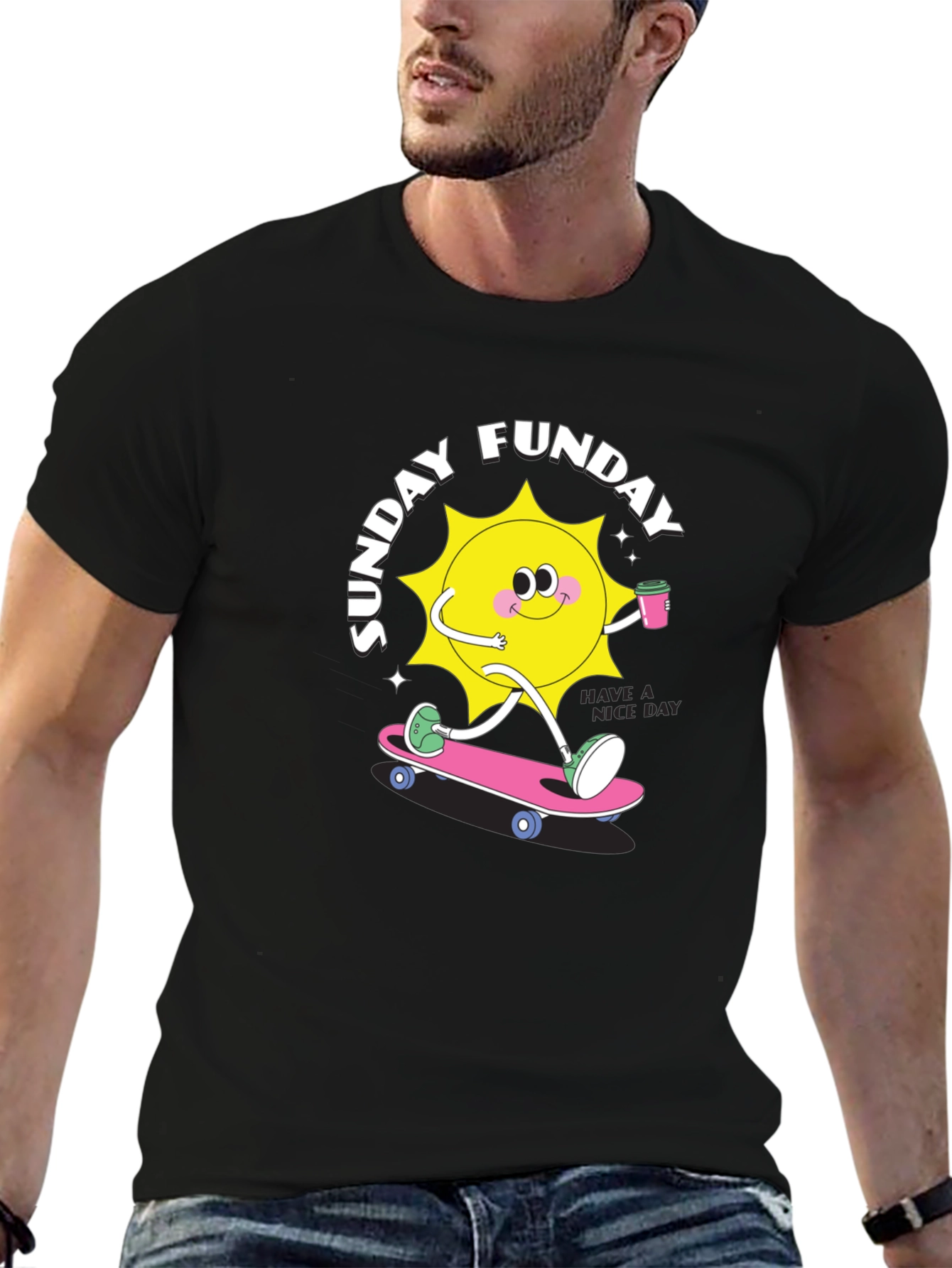 Sunday Funday Black Graphic T-Shirt