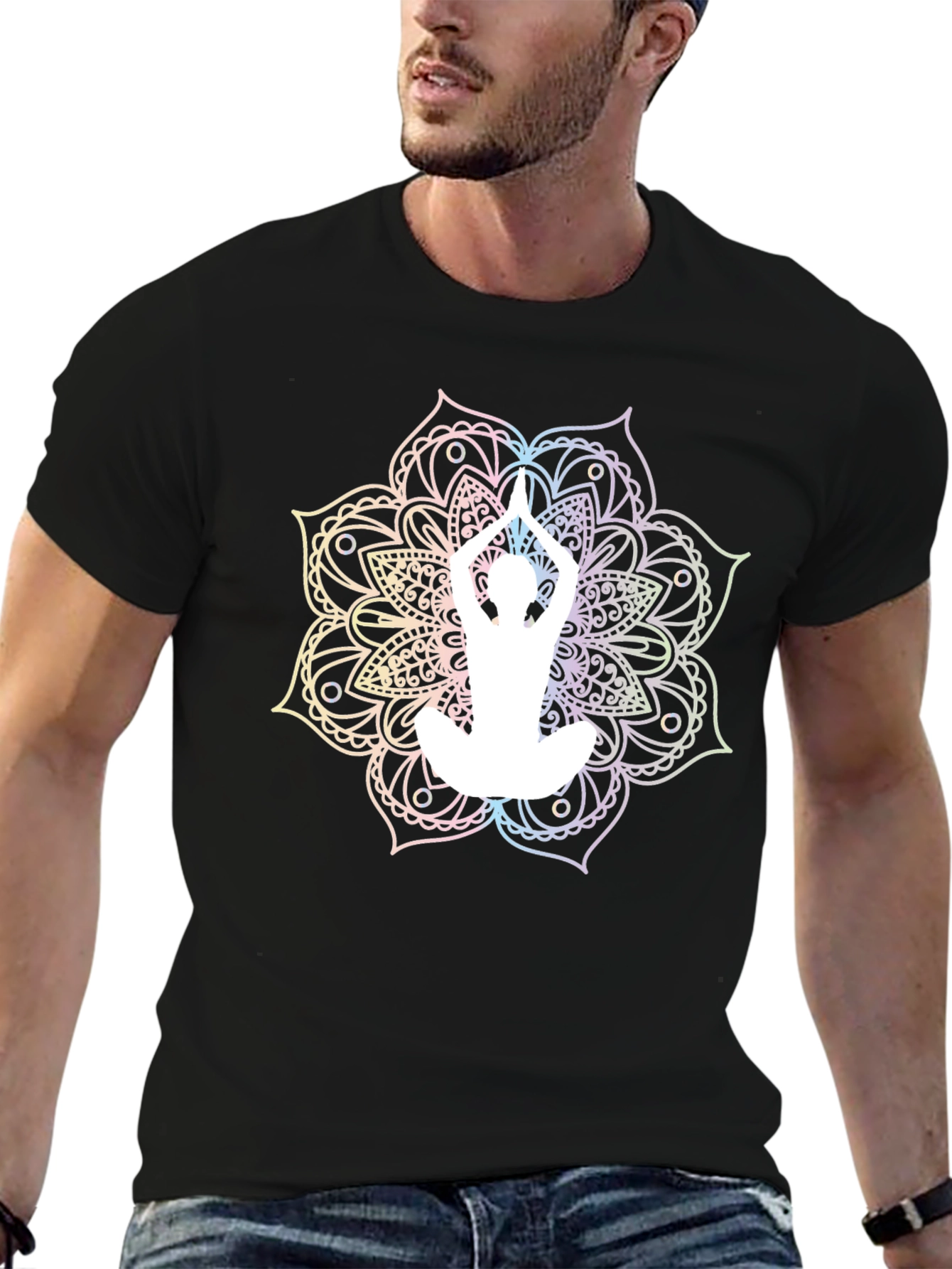 Yoga Mandala Graphic Tee - Black