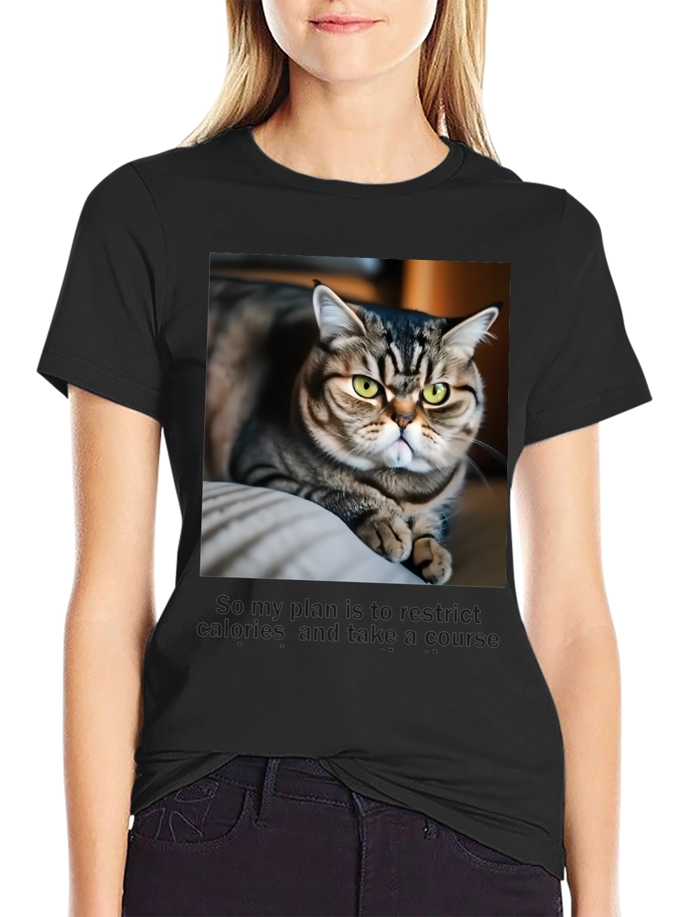 Funny Cat Graphic T-Shirt - Unisex Black Tee