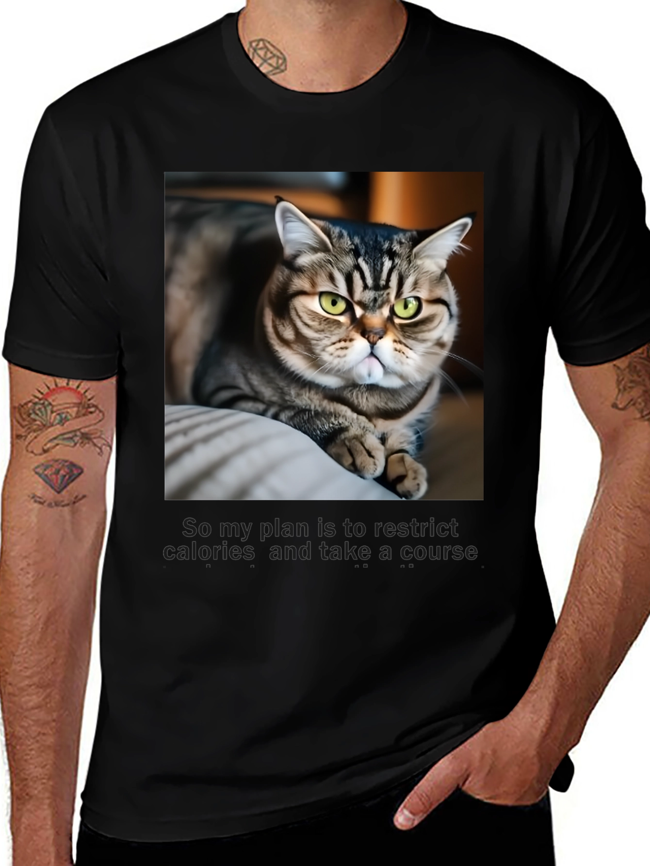 Funny Cat Graphic T-Shirt - Unisex Black Tee