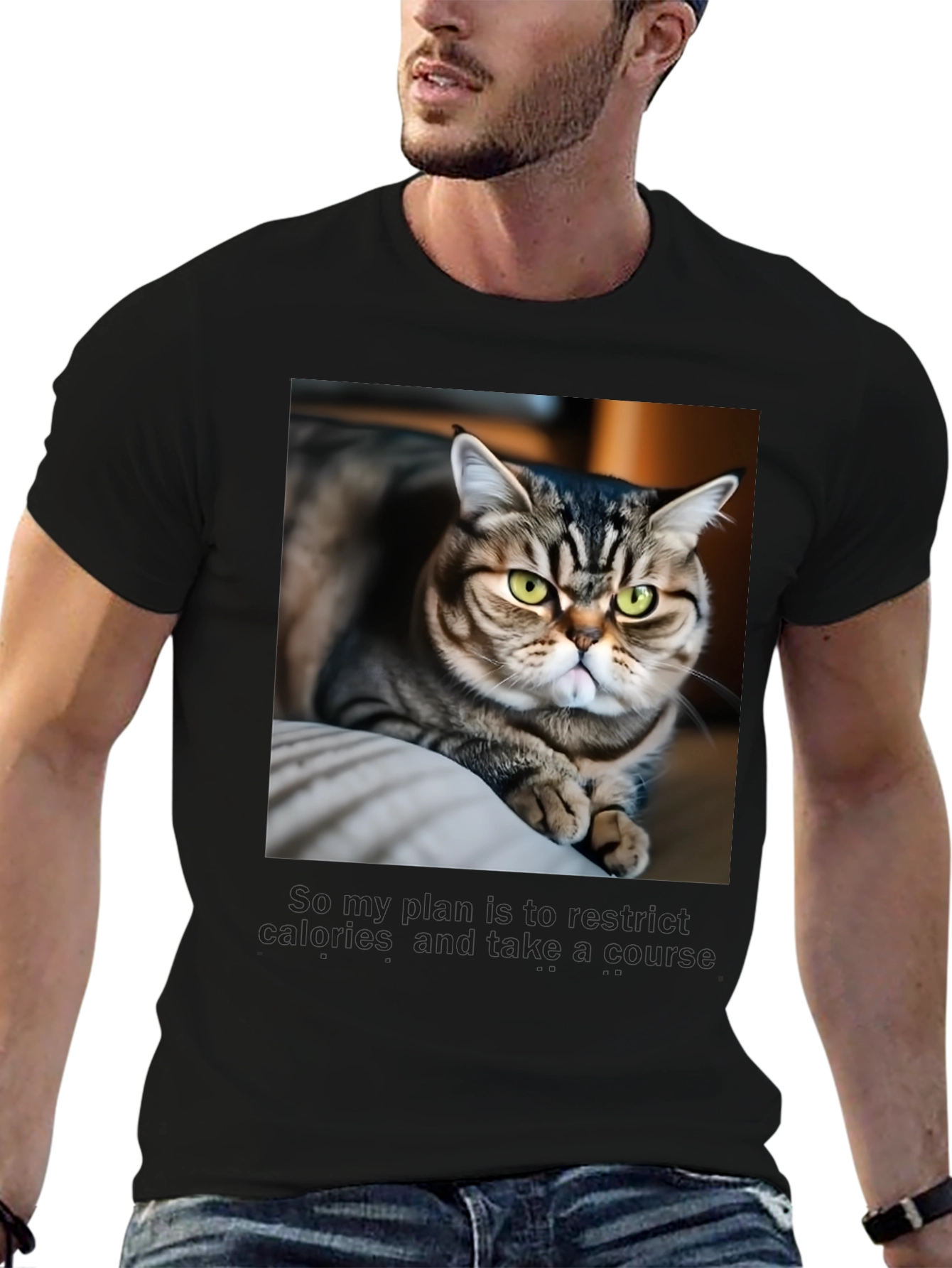 Funny Cat Graphic T-Shirt - Unisex Black Tee