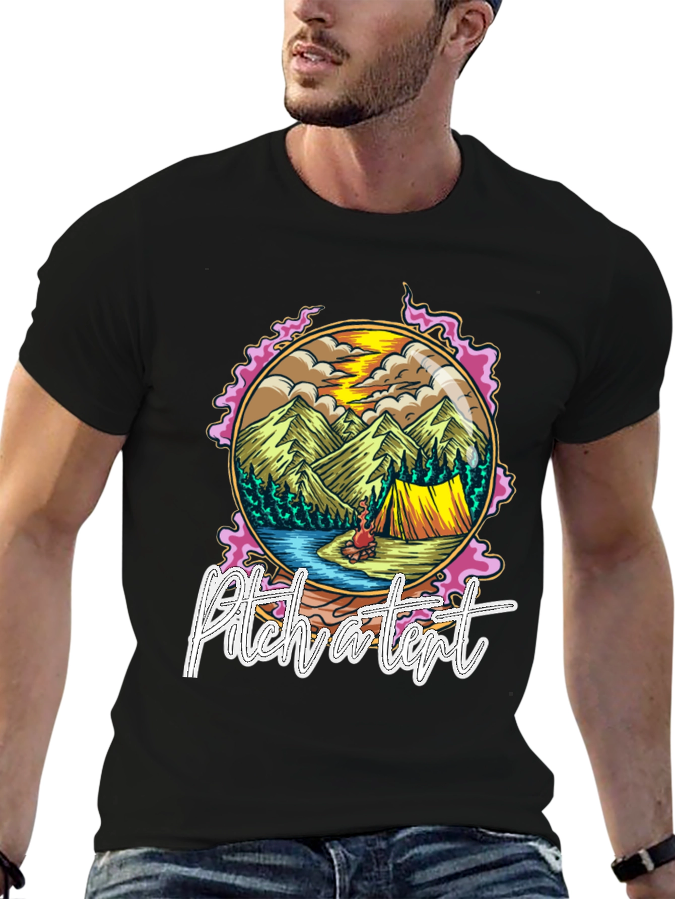 Pitch a Tent Graphic Tee - Camping Adventure Shirt