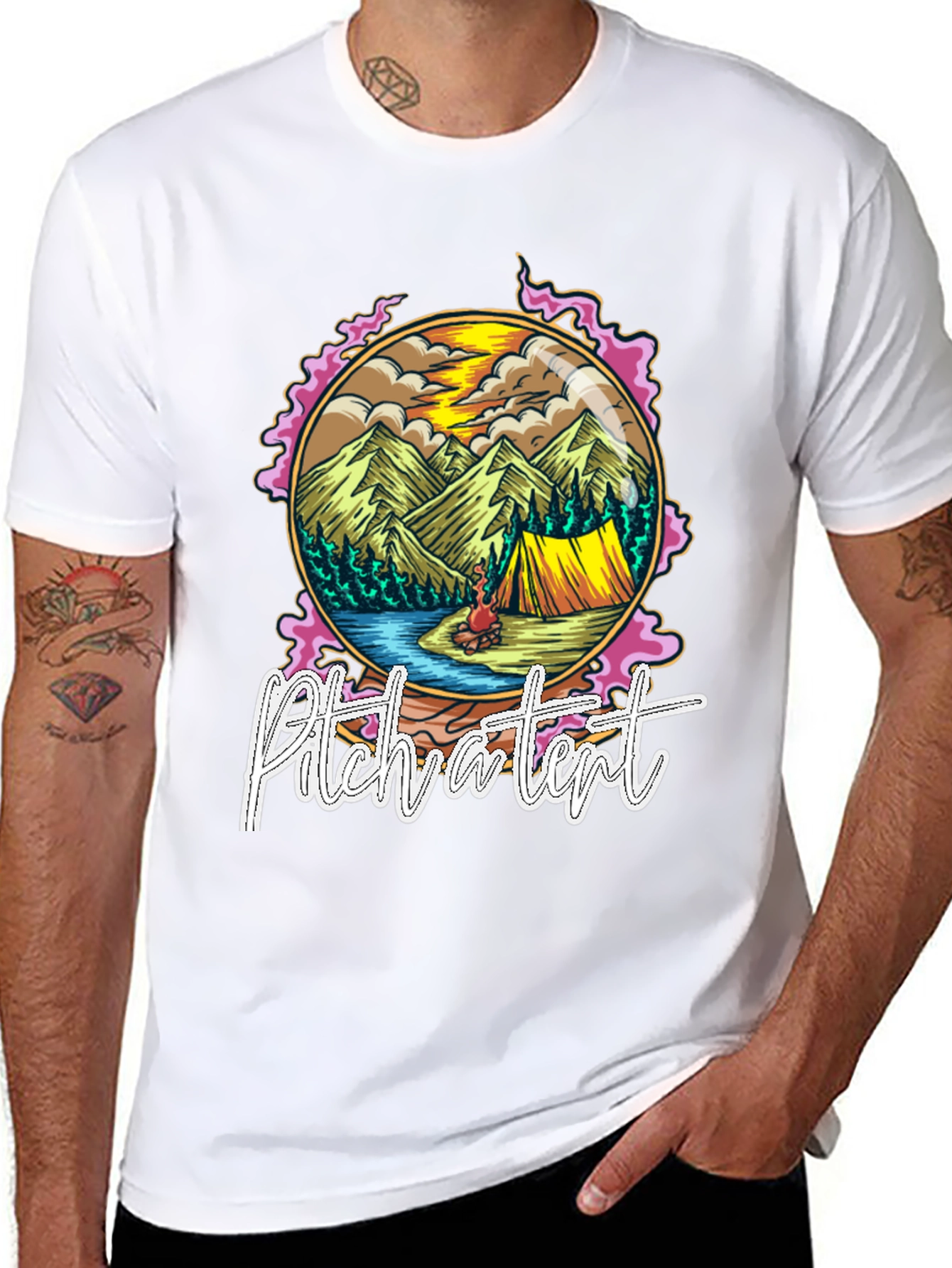 Pitch a Tent Graphic Tee - Camping Adventure Shirt