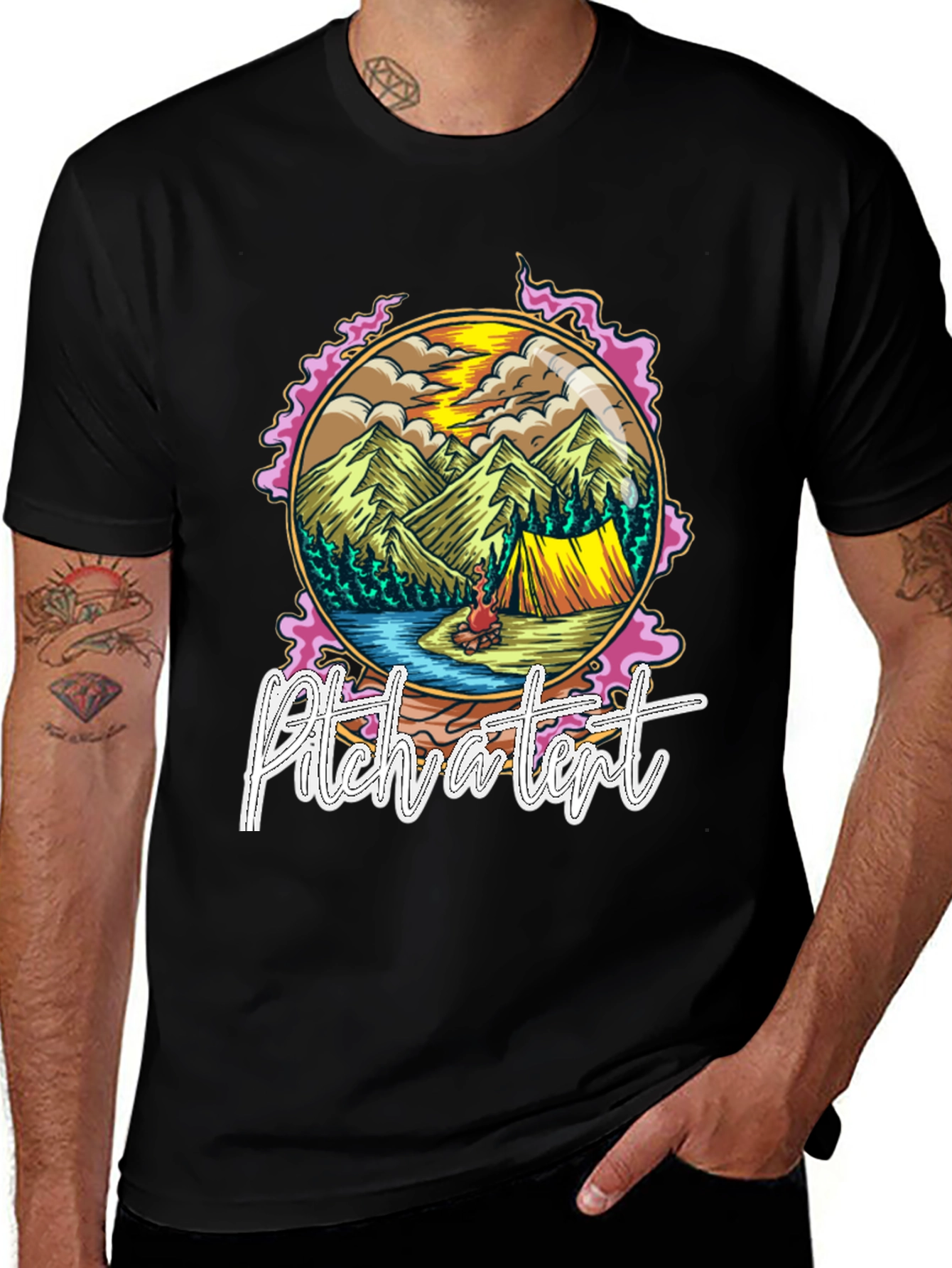 Pitch a Tent Graphic Tee - Camping Adventure Shirt