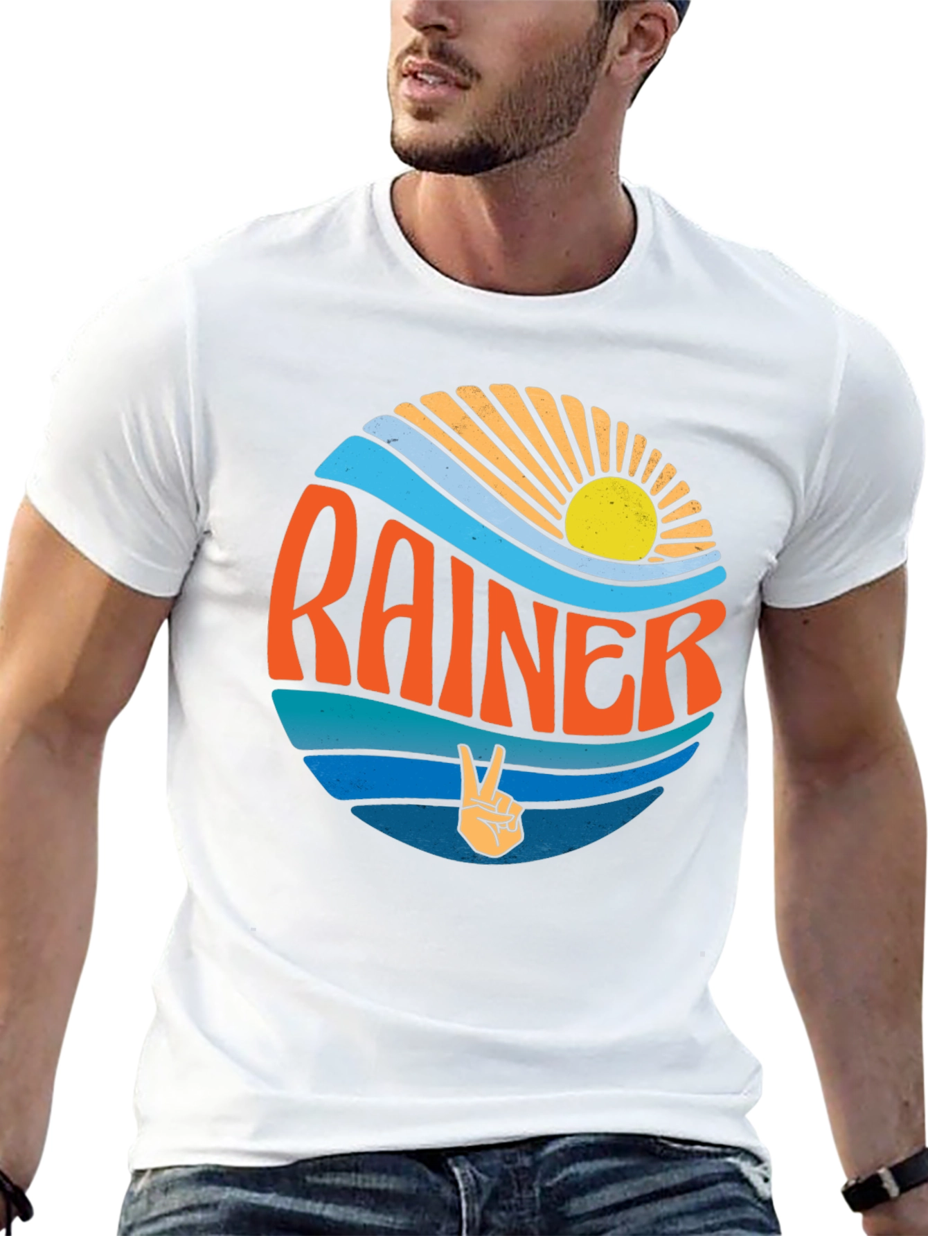 Retro Rainier Graphic Tee - Peace & Waves Design