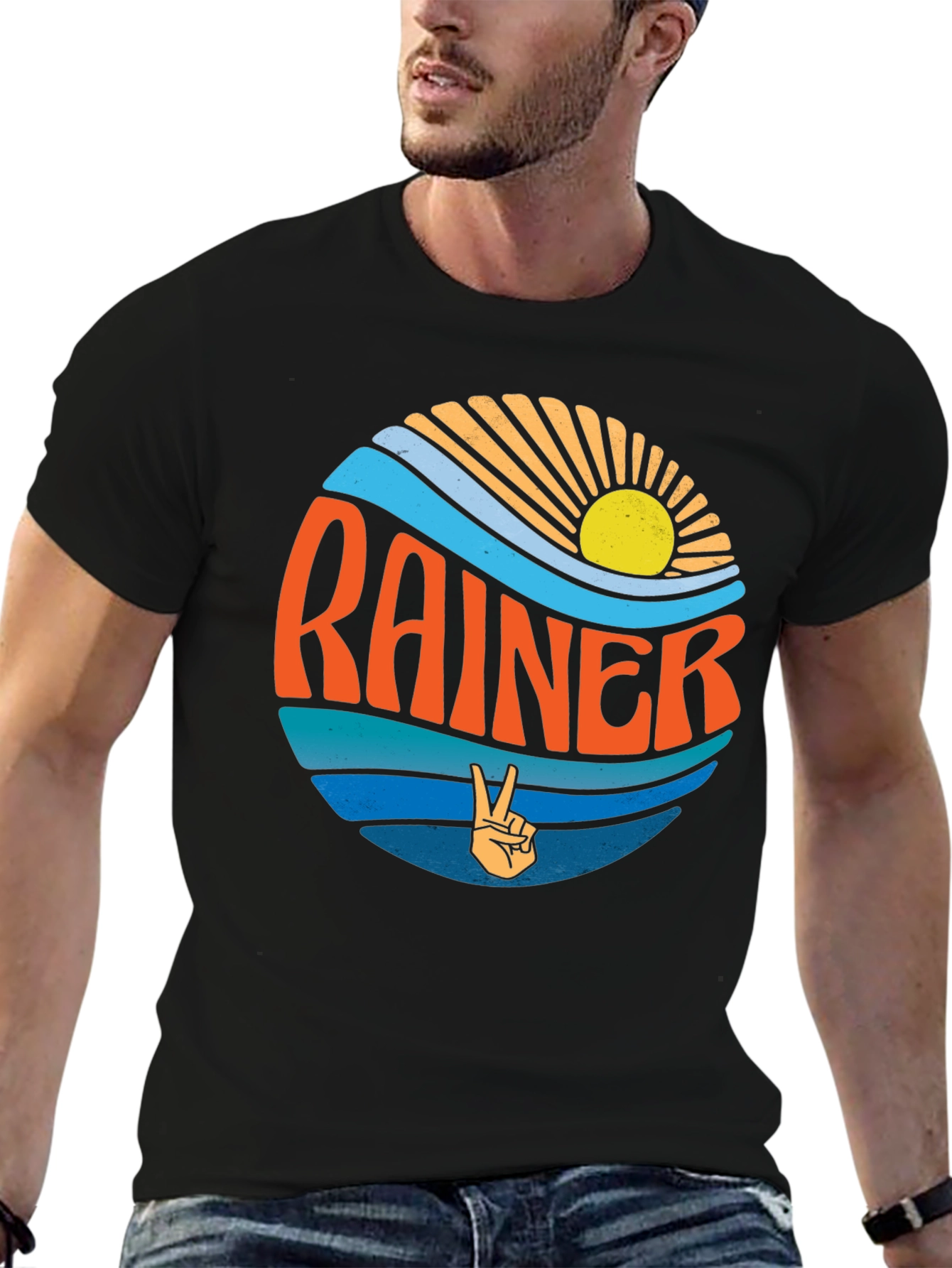 Retro Rainier Graphic Tee - Peace & Waves Design