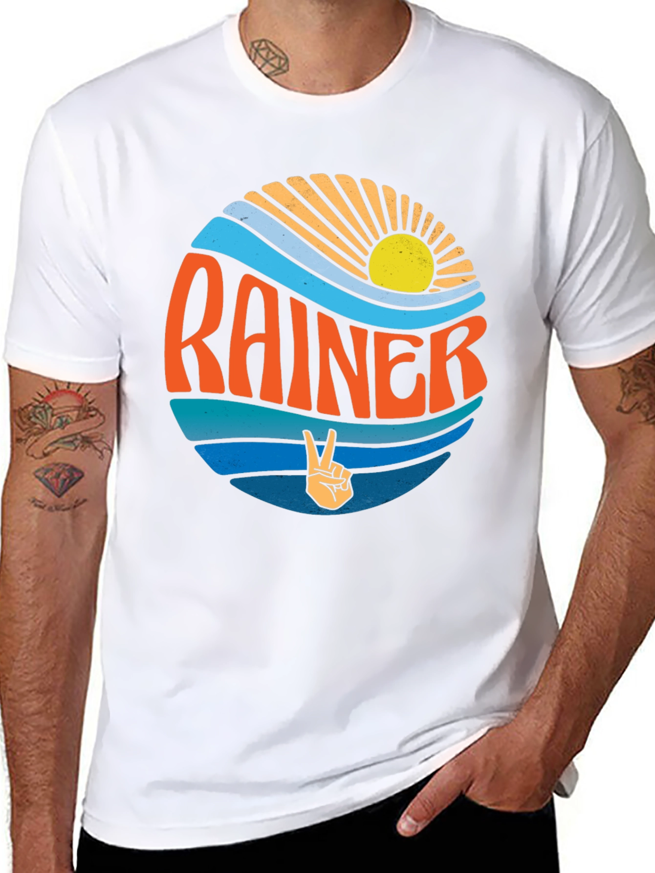 Retro Rainier Graphic Tee - Peace & Waves Design