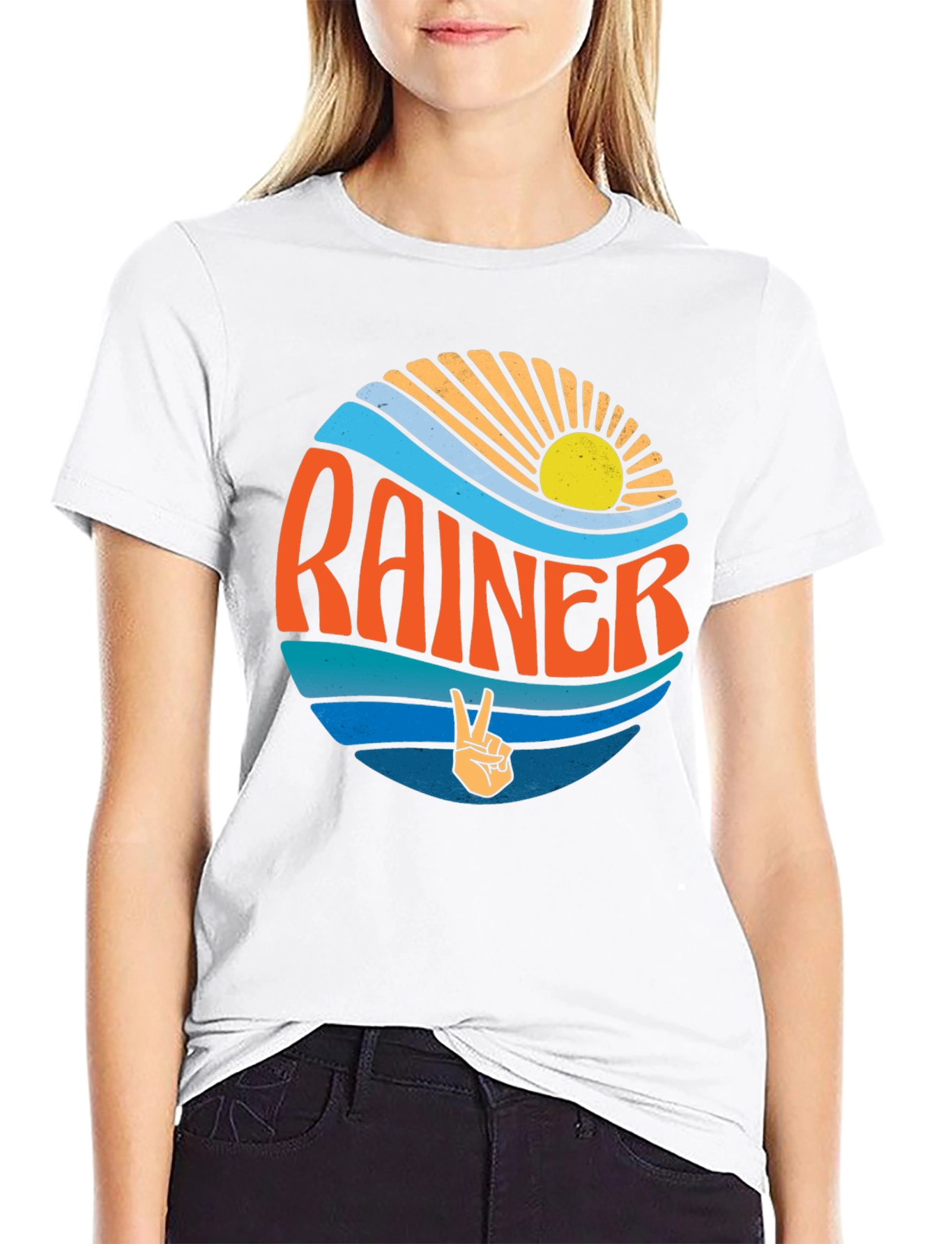 Retro Rainier Graphic Tee - Peace & Waves Design
