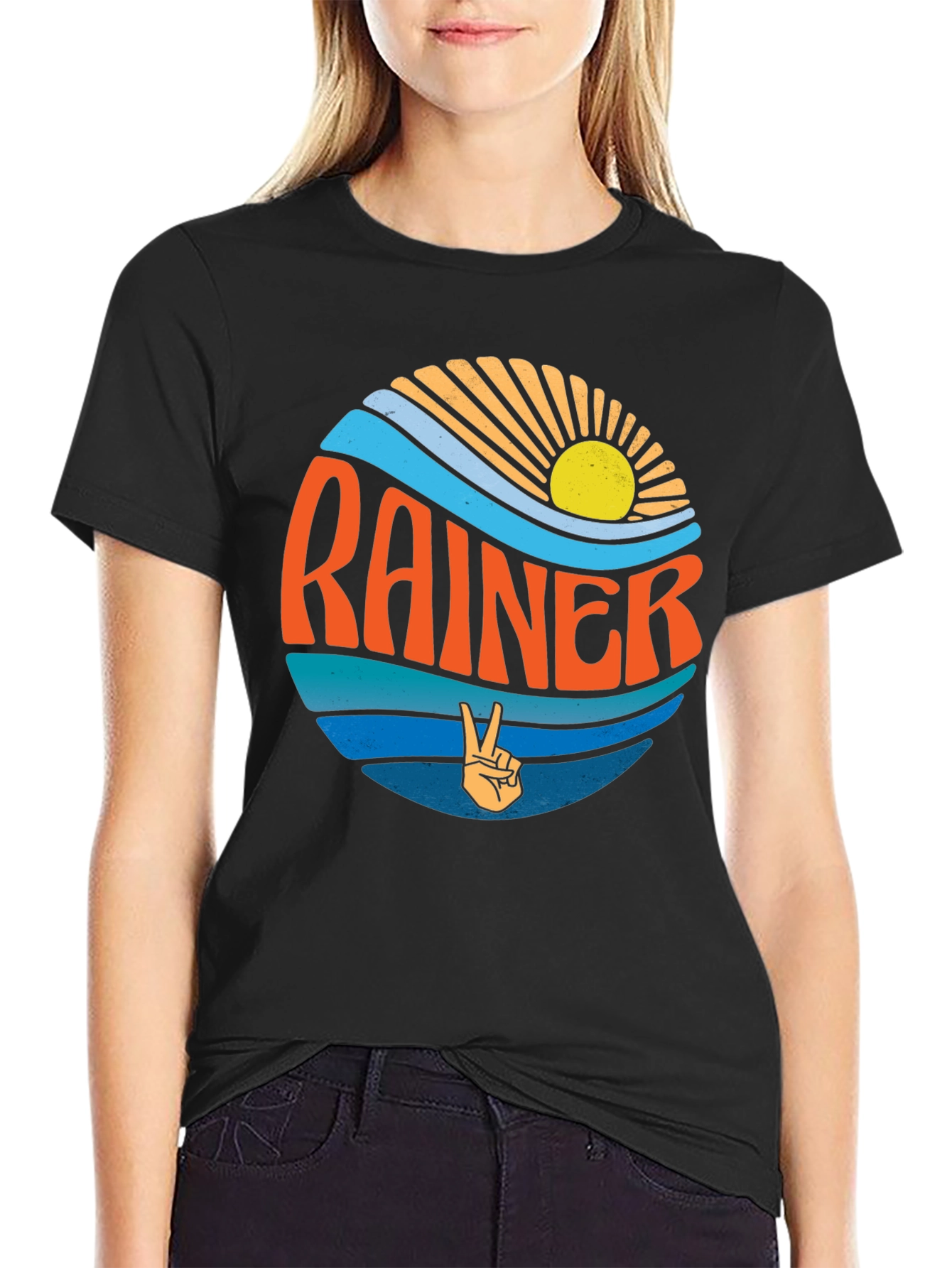 Retro Rainier Graphic Tee - Peace & Waves Design