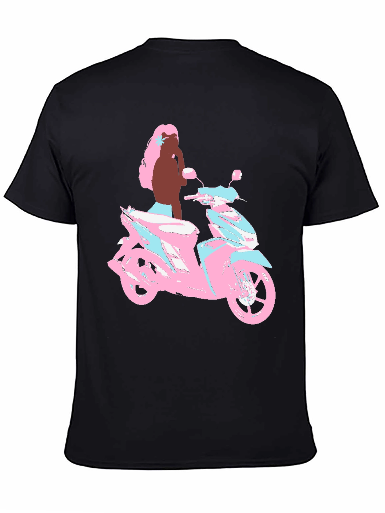 Scooter Girl Graphic Tee - Black Cotton T-Shirt