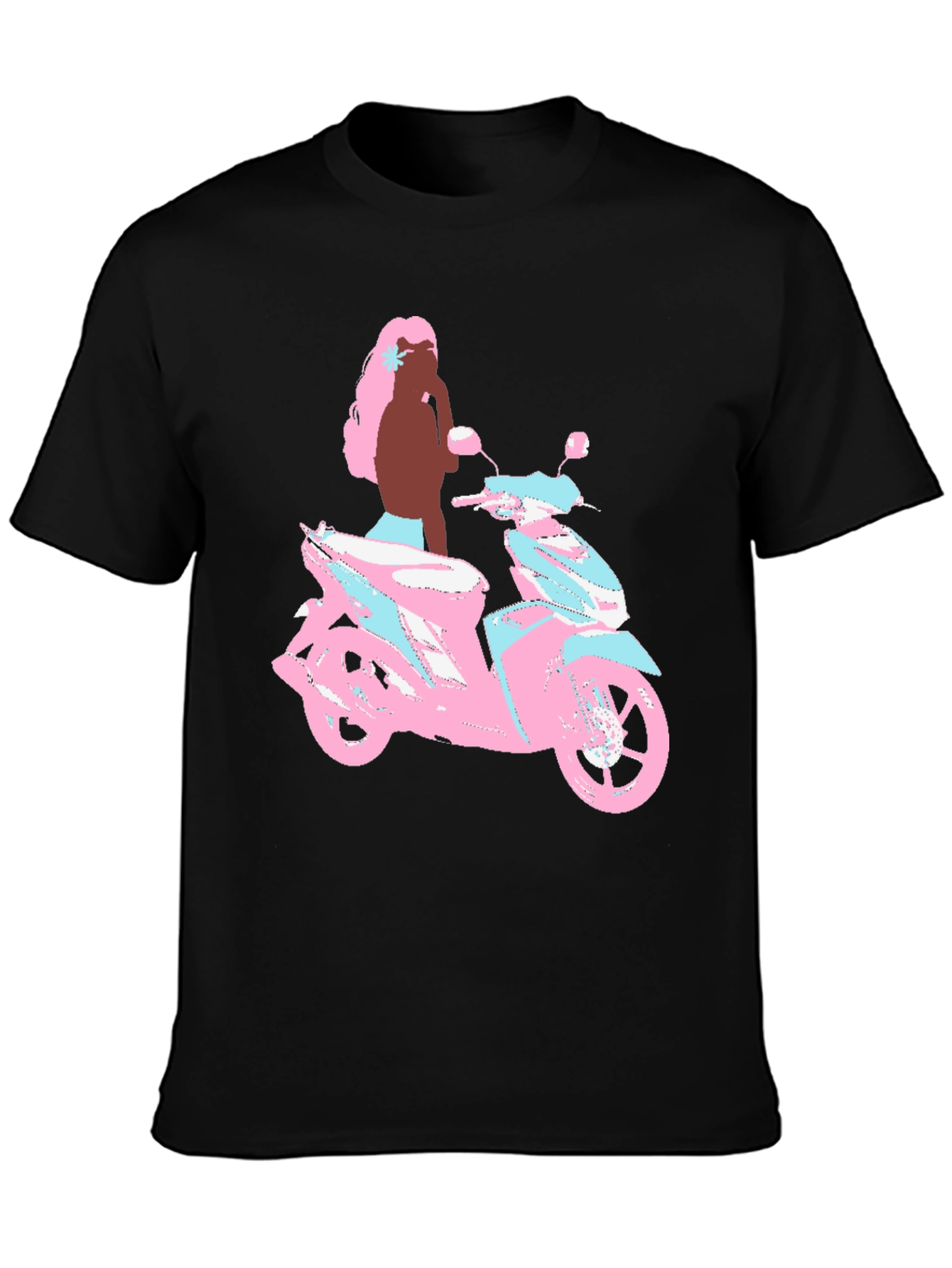Scooter Girl Graphic Tee - Black Cotton T-Shirt