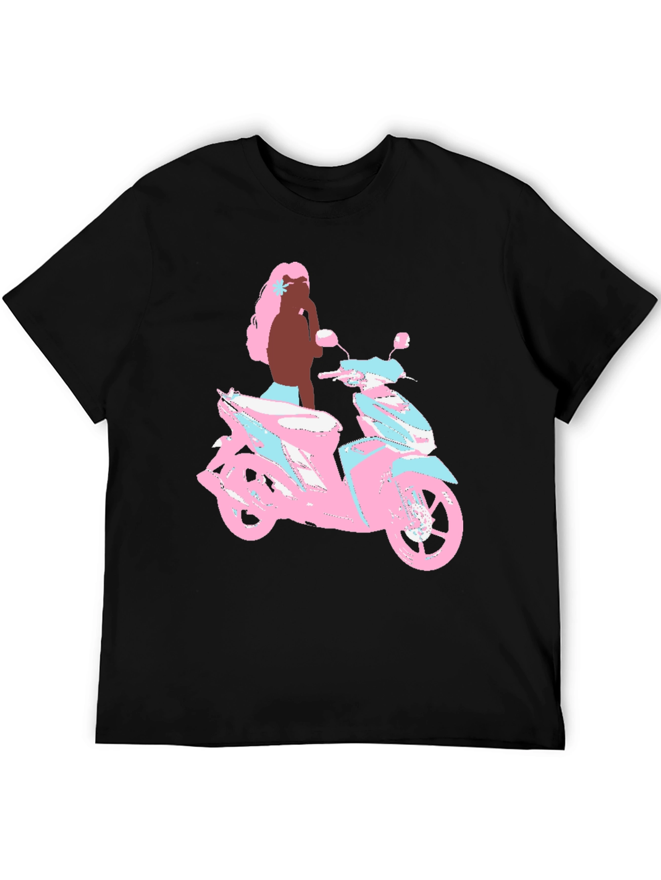 Scooter Girl Graphic Tee - Black Cotton T-Shirt