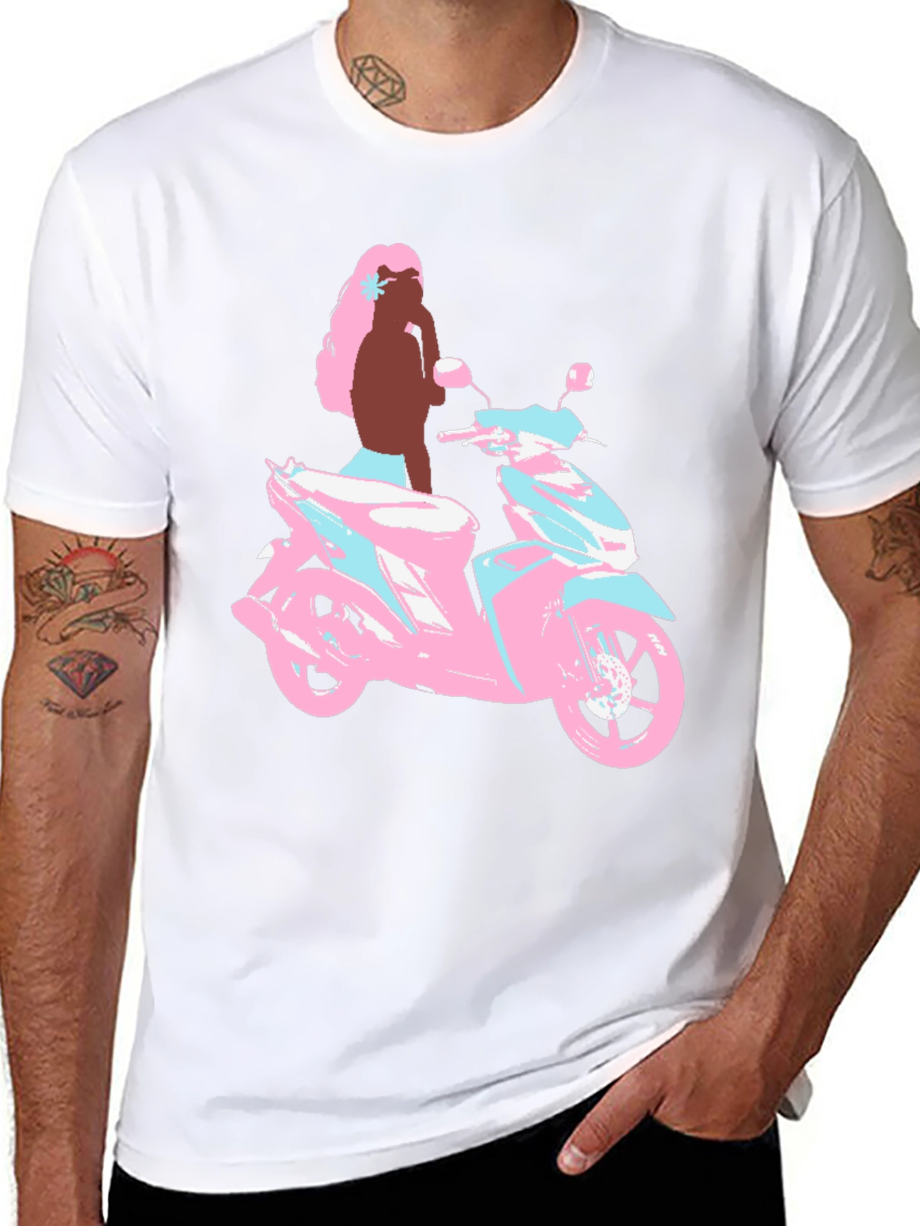 Scooter Girl Graphic Tee - Black Cotton T-Shirt
