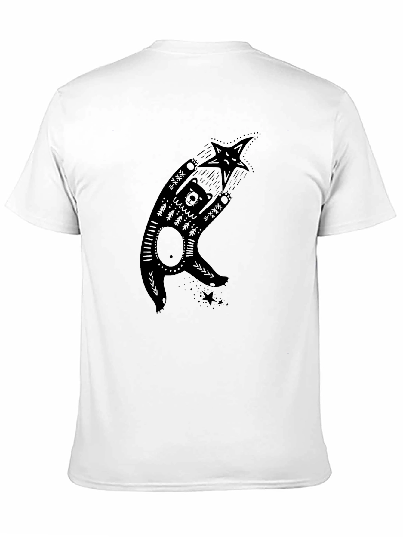 Bear & Star Graphic Print Black T-Shirt