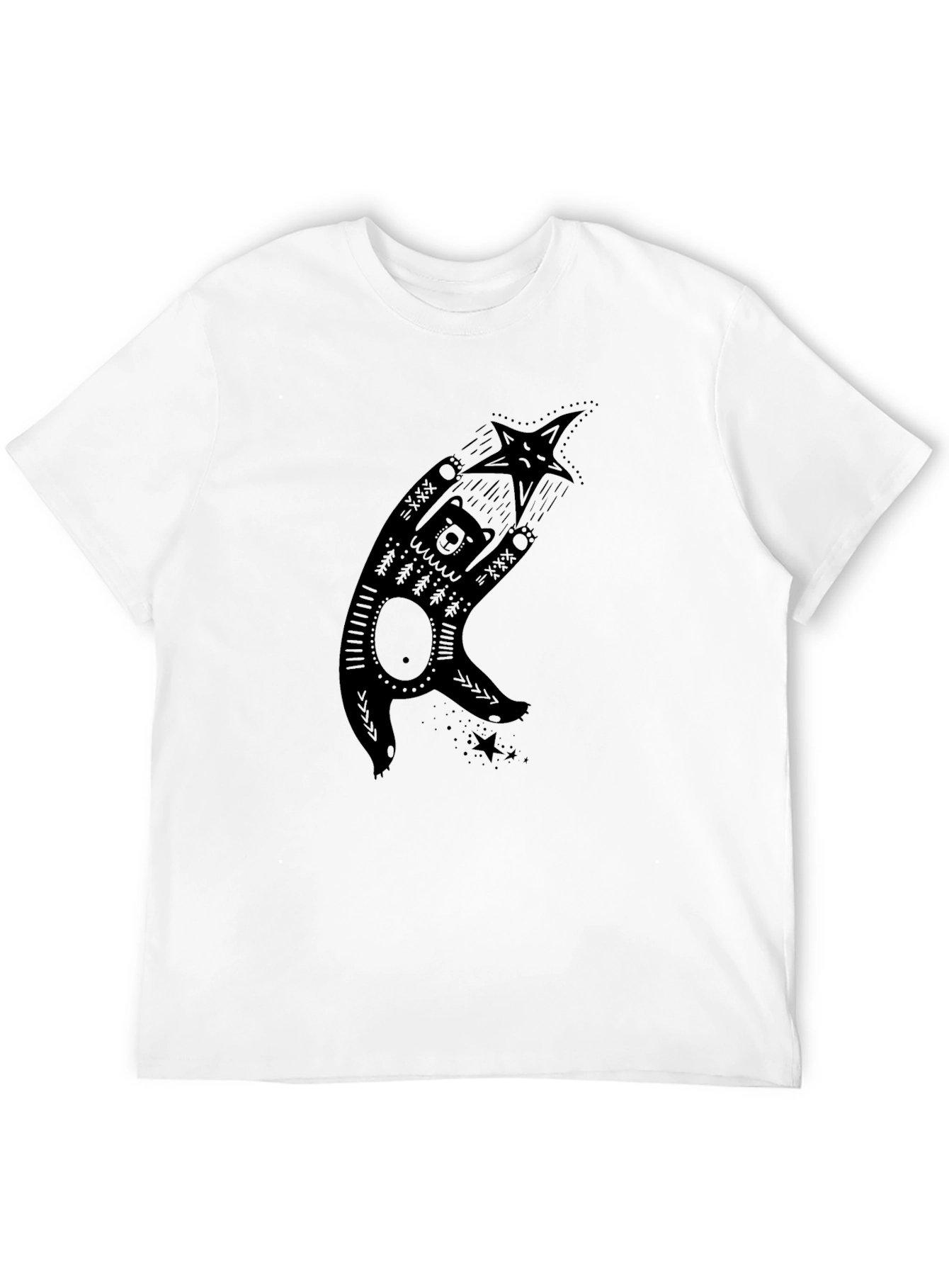 Bear & Star Graphic Print Black T-Shirt