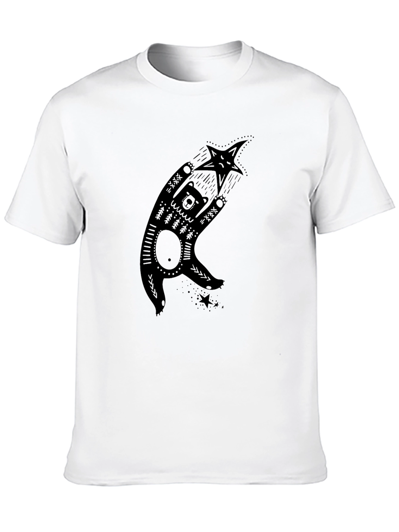 Bear & Star Graphic Print Black T-Shirt