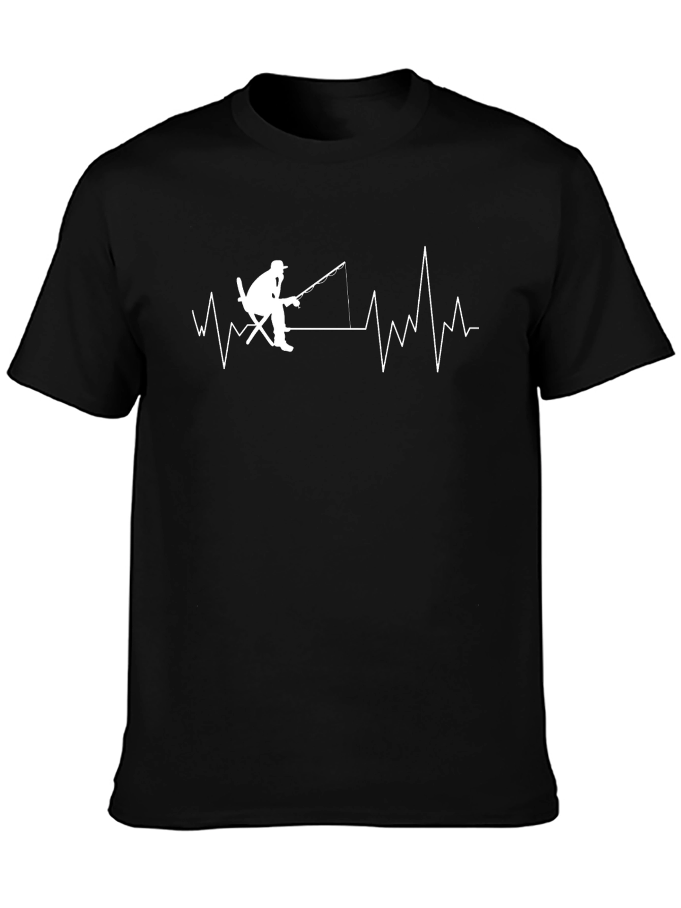 Fisherman Heartbeat T-Shirt - Black