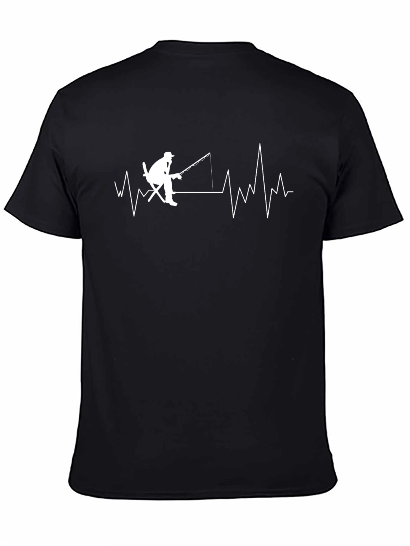 Fisherman Heartbeat T-Shirt - Black