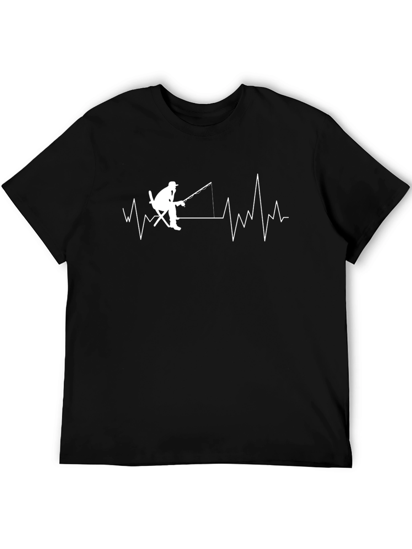 Fisherman Heartbeat T-Shirt - Black