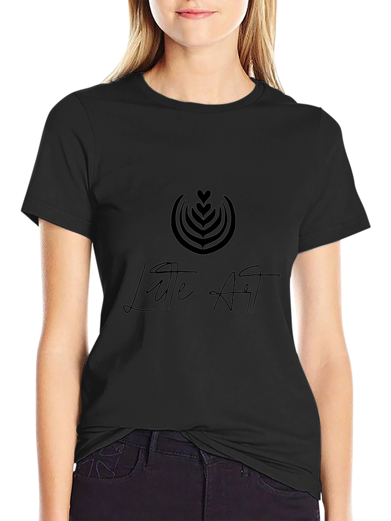 Latte Art Graphic Black T-Shirt