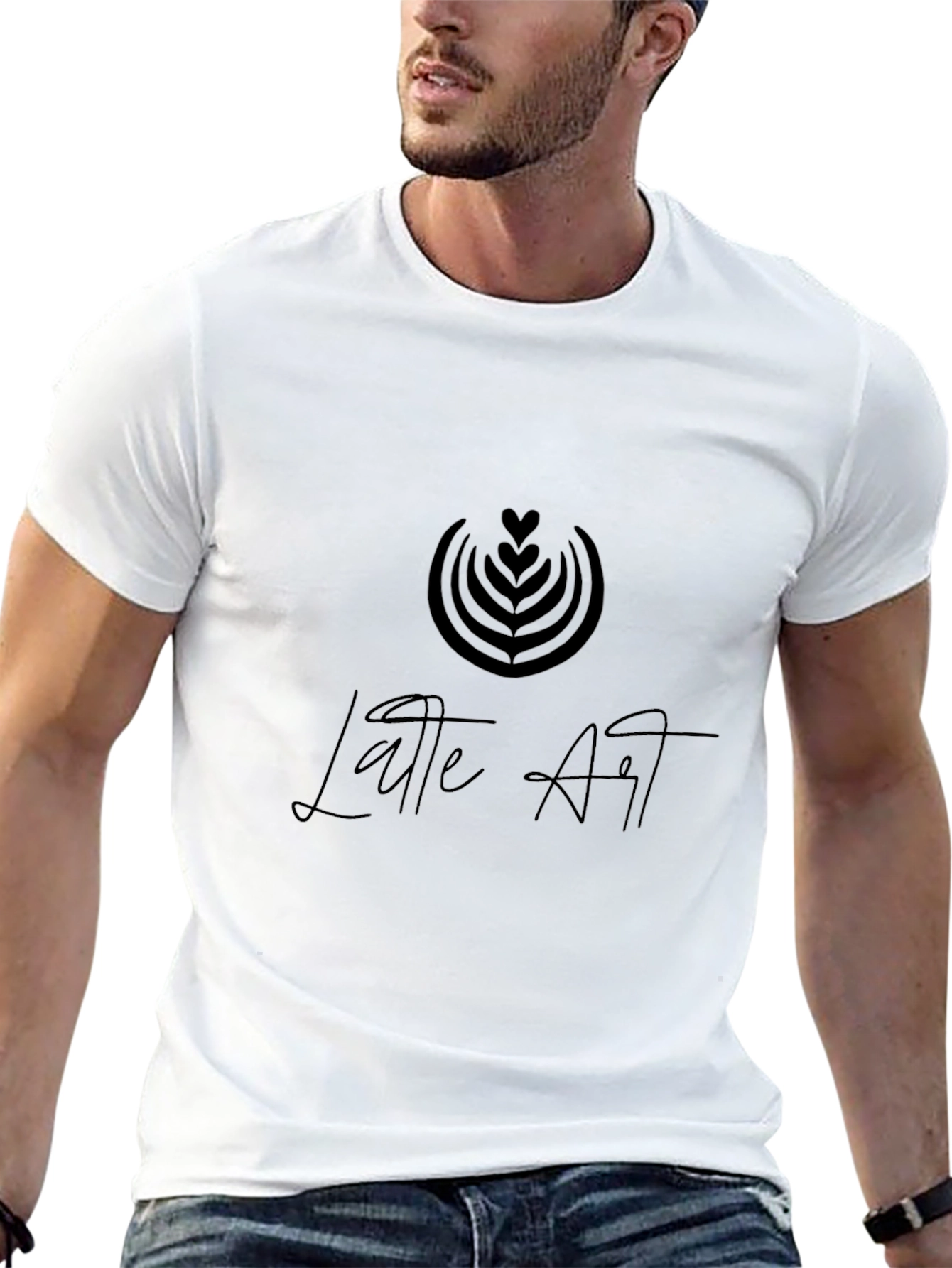 Latte Art Graphic Black T-Shirt