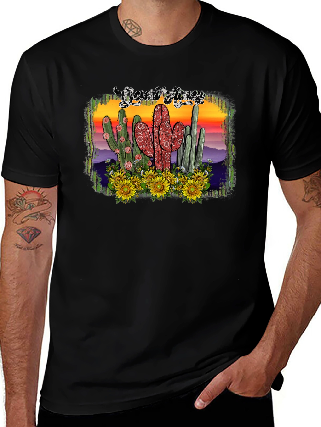 Desert Honey Graphic Tee - Cactus & Sunflowers