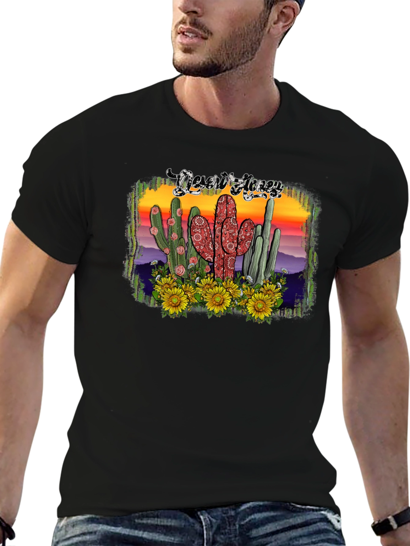Desert Honey Graphic Tee - Cactus & Sunflowers