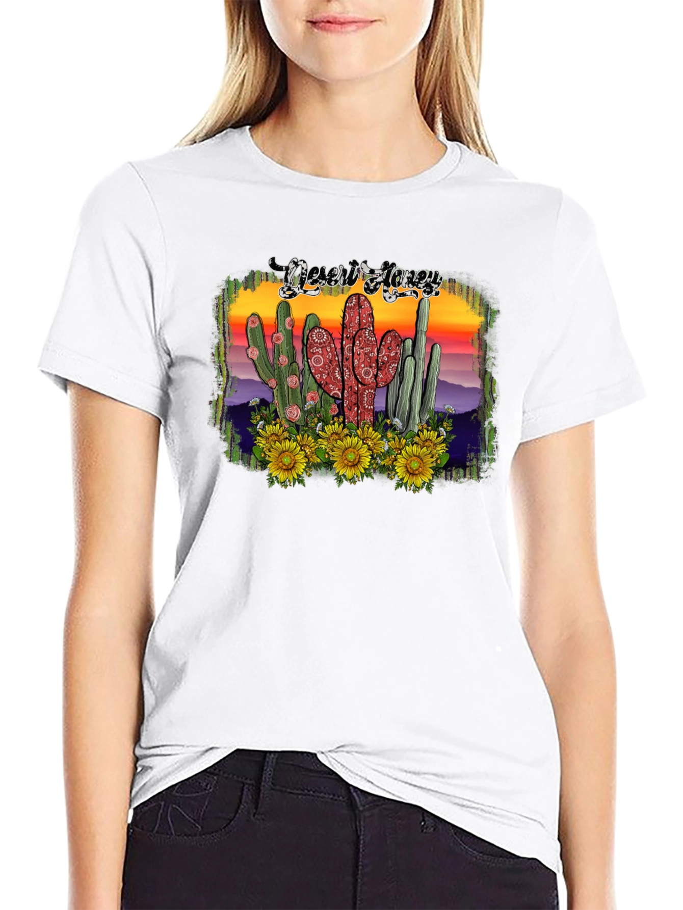 Desert Honey Graphic Tee - Cactus & Sunflowers