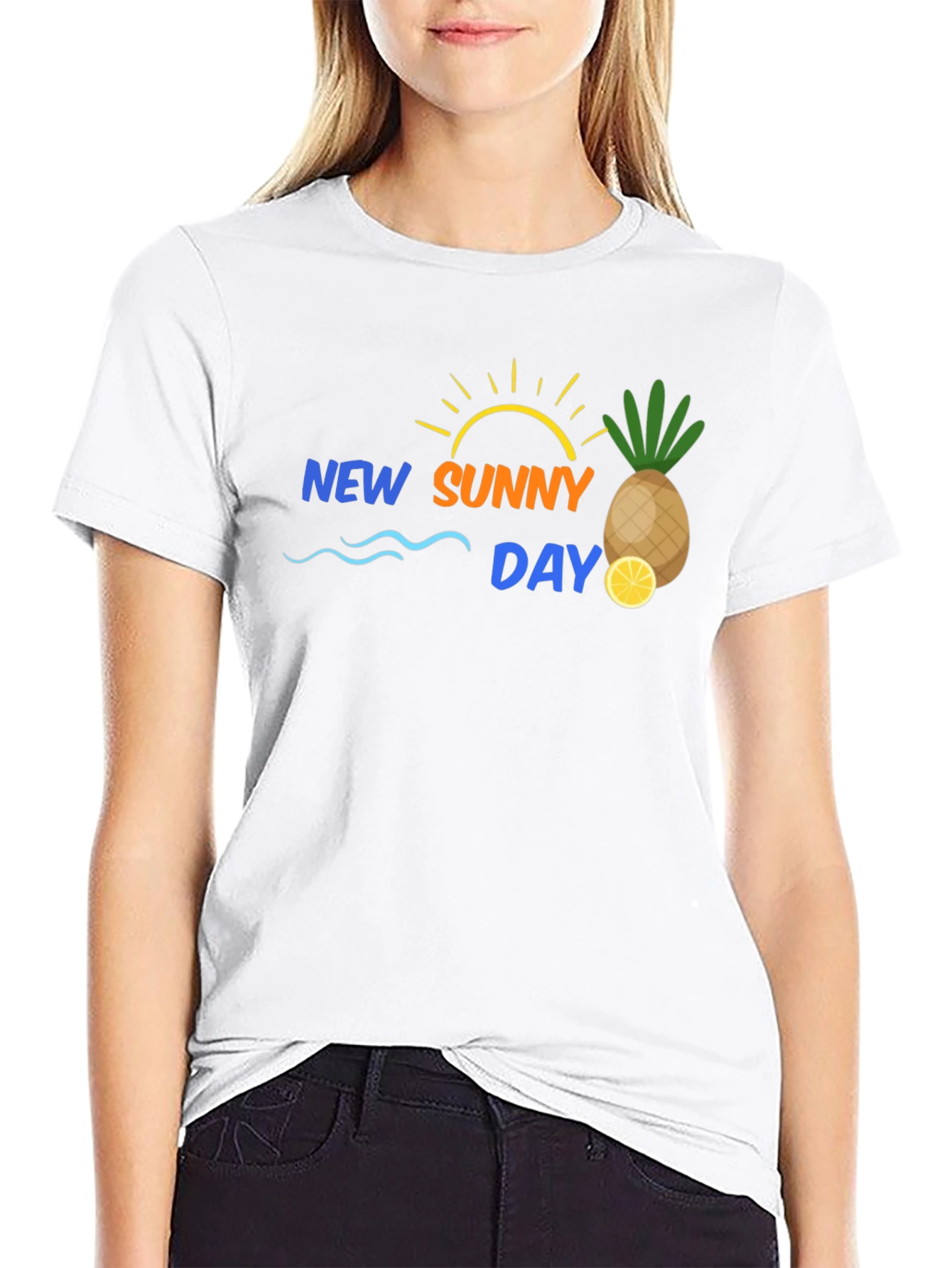 New Sunny Day Black Graphic T-Shirt