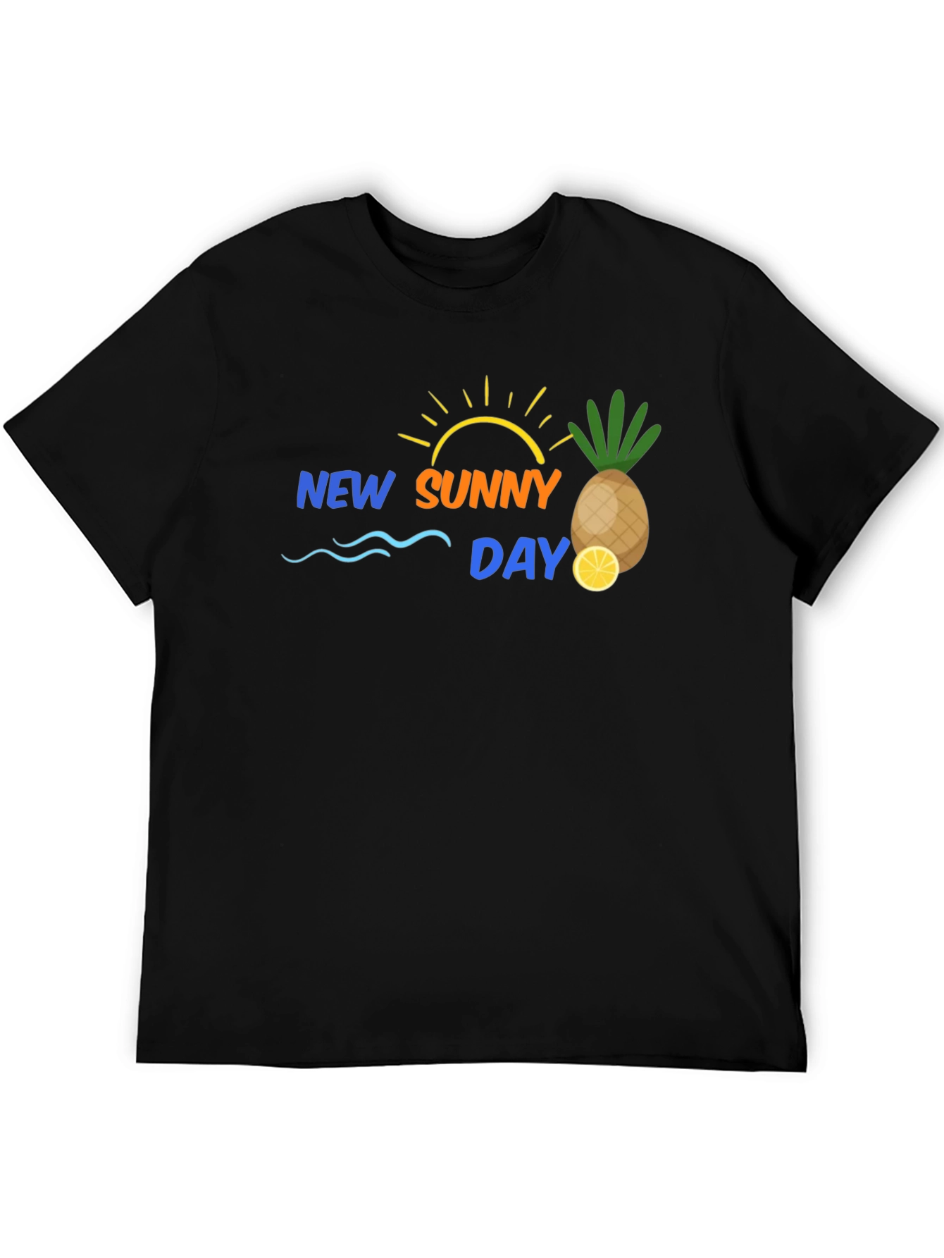 New Sunny Day Black Graphic T-Shirt