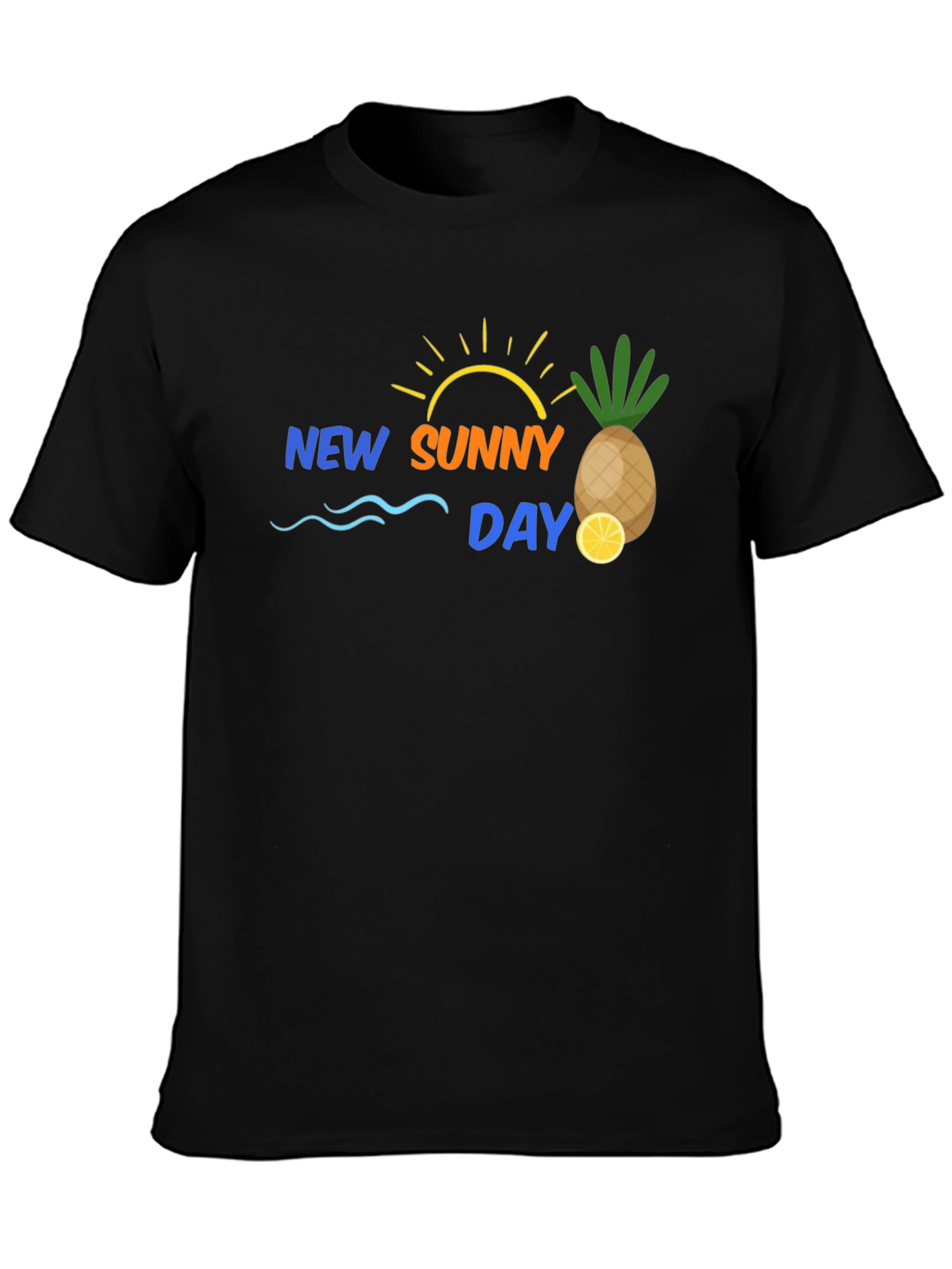 New Sunny Day Black Graphic T-Shirt