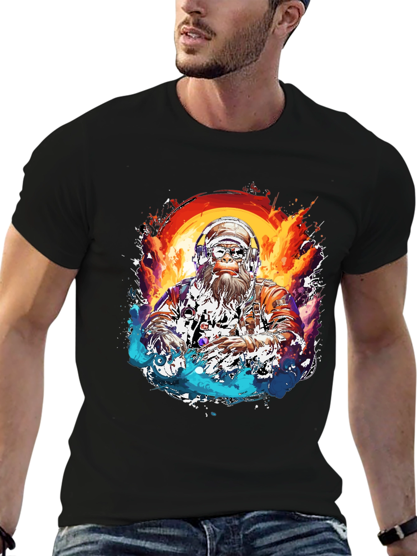 DJ Bigfoot T-Shirt - Fire and Ice Design