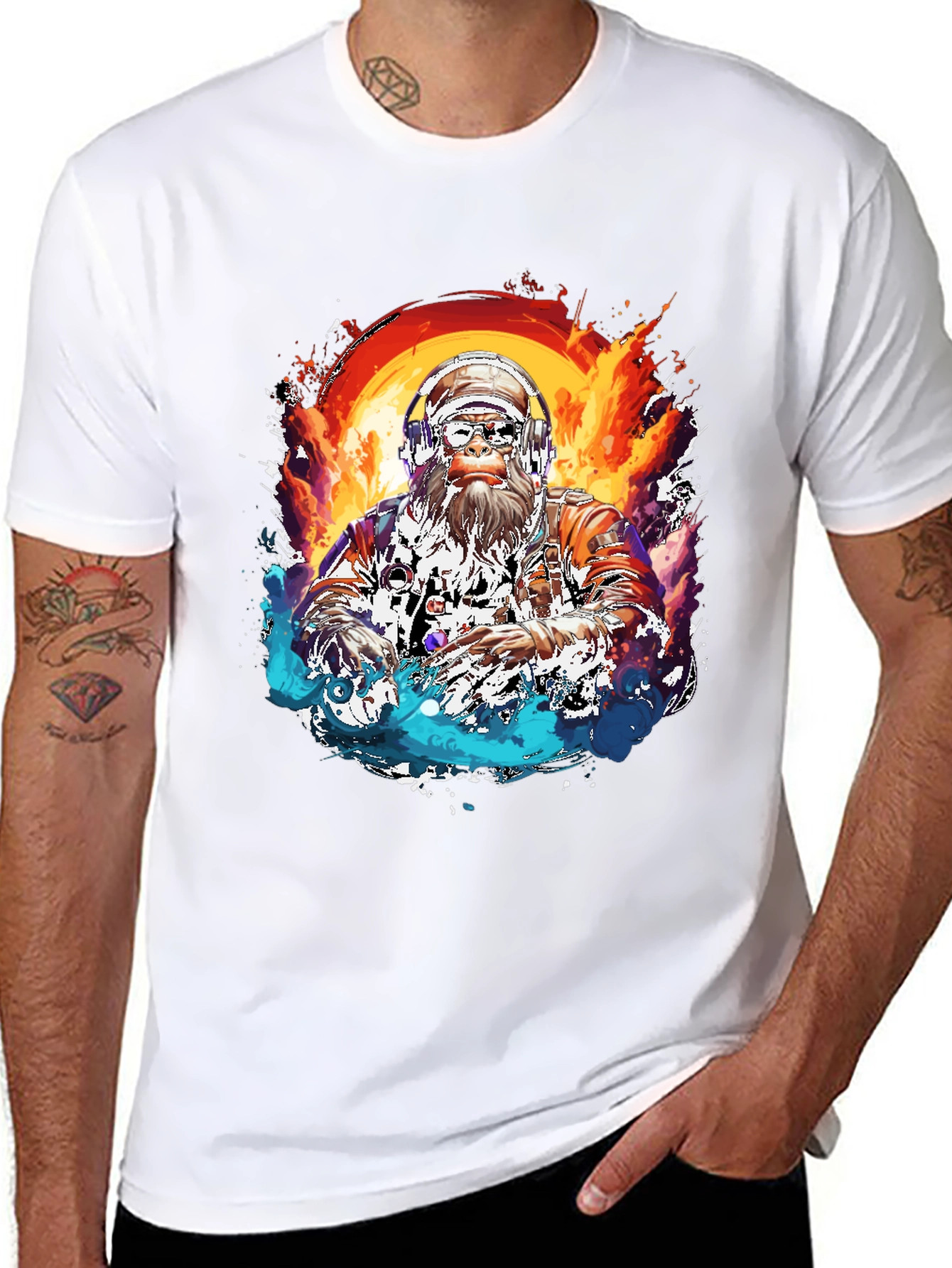 DJ Bigfoot T-Shirt - Fire and Ice Design