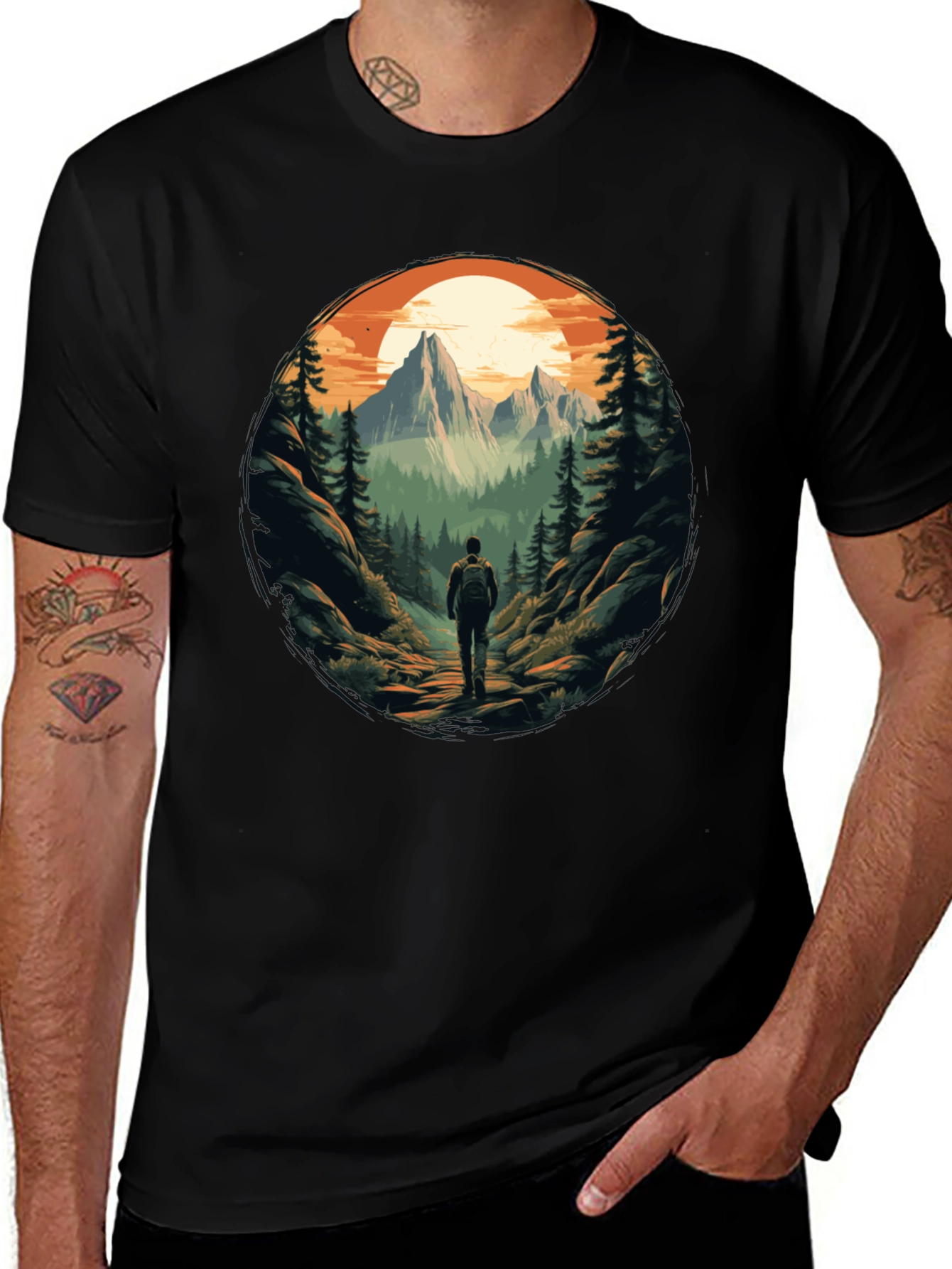 Mountain Adventure Black Graphic Tee