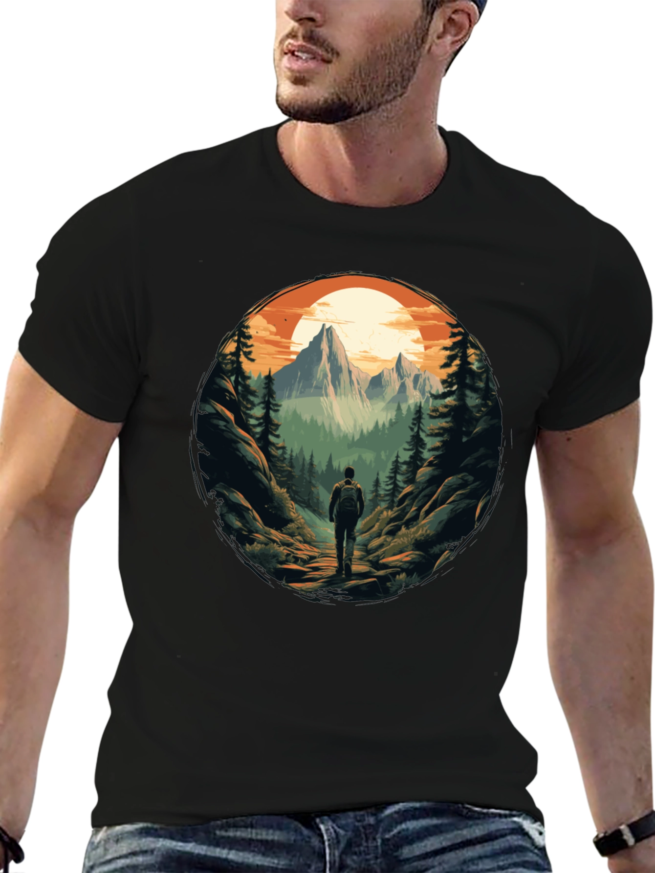 Mountain Adventure Black Graphic Tee
