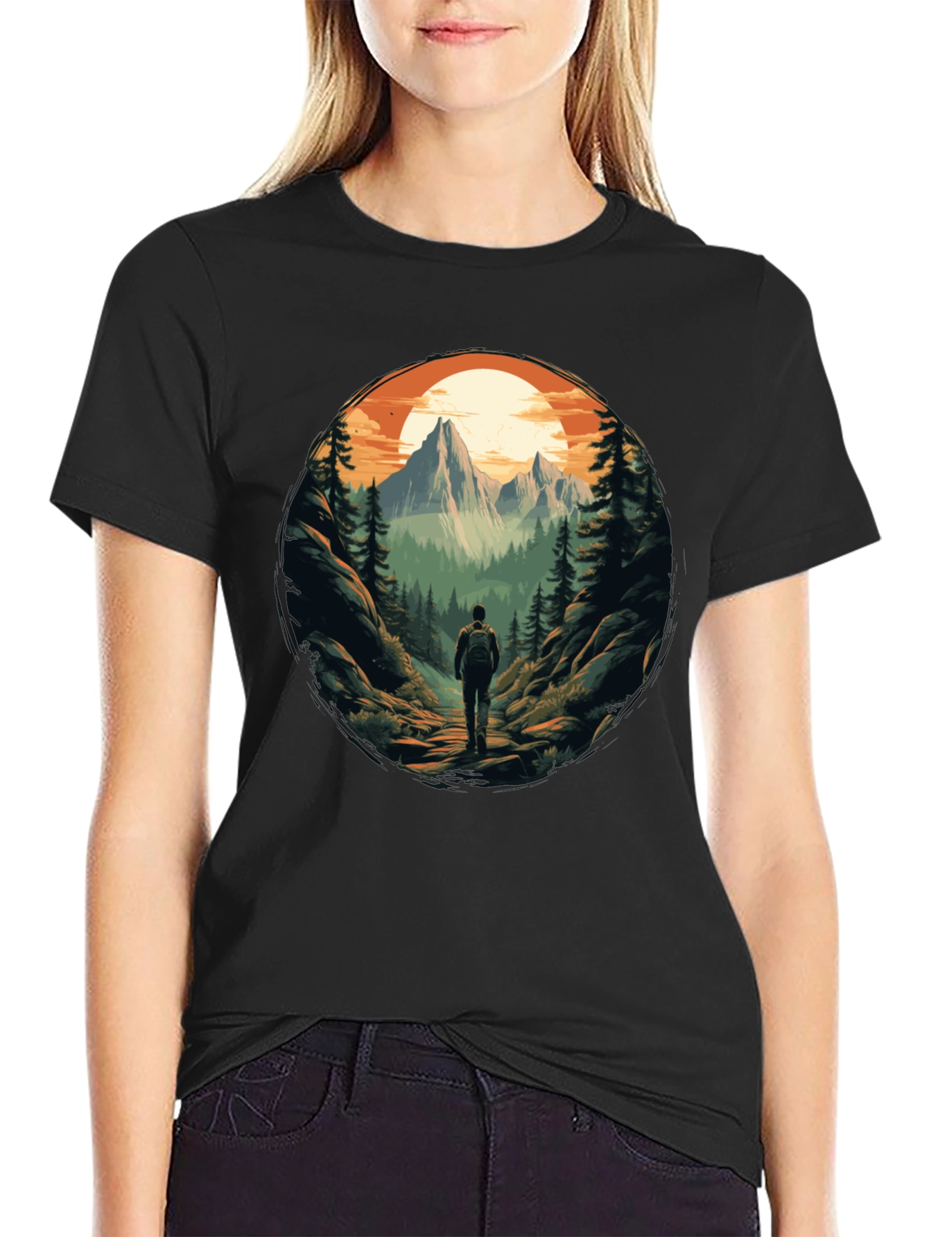 Mountain Adventure Black Graphic Tee