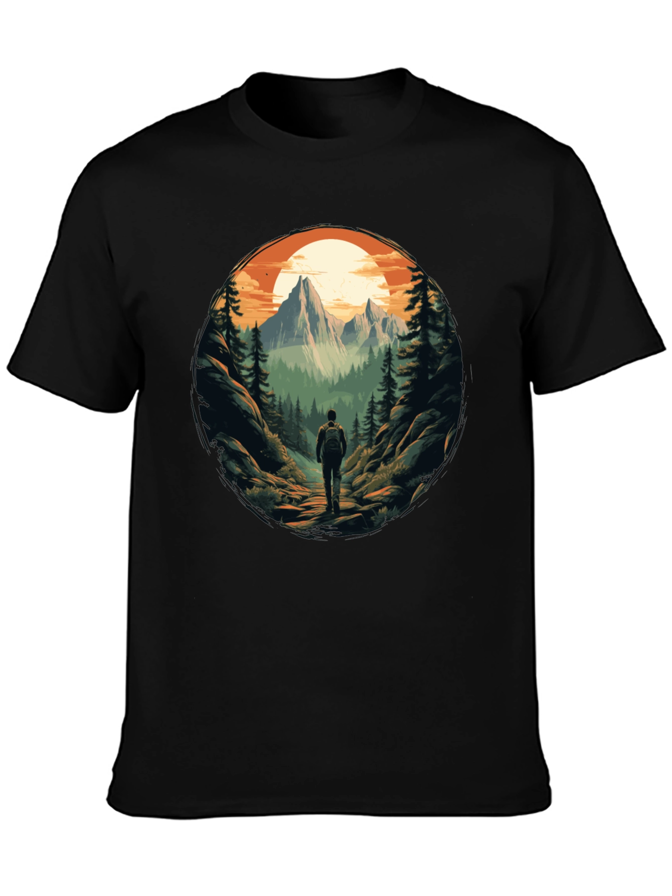 Mountain Adventure Black Graphic Tee