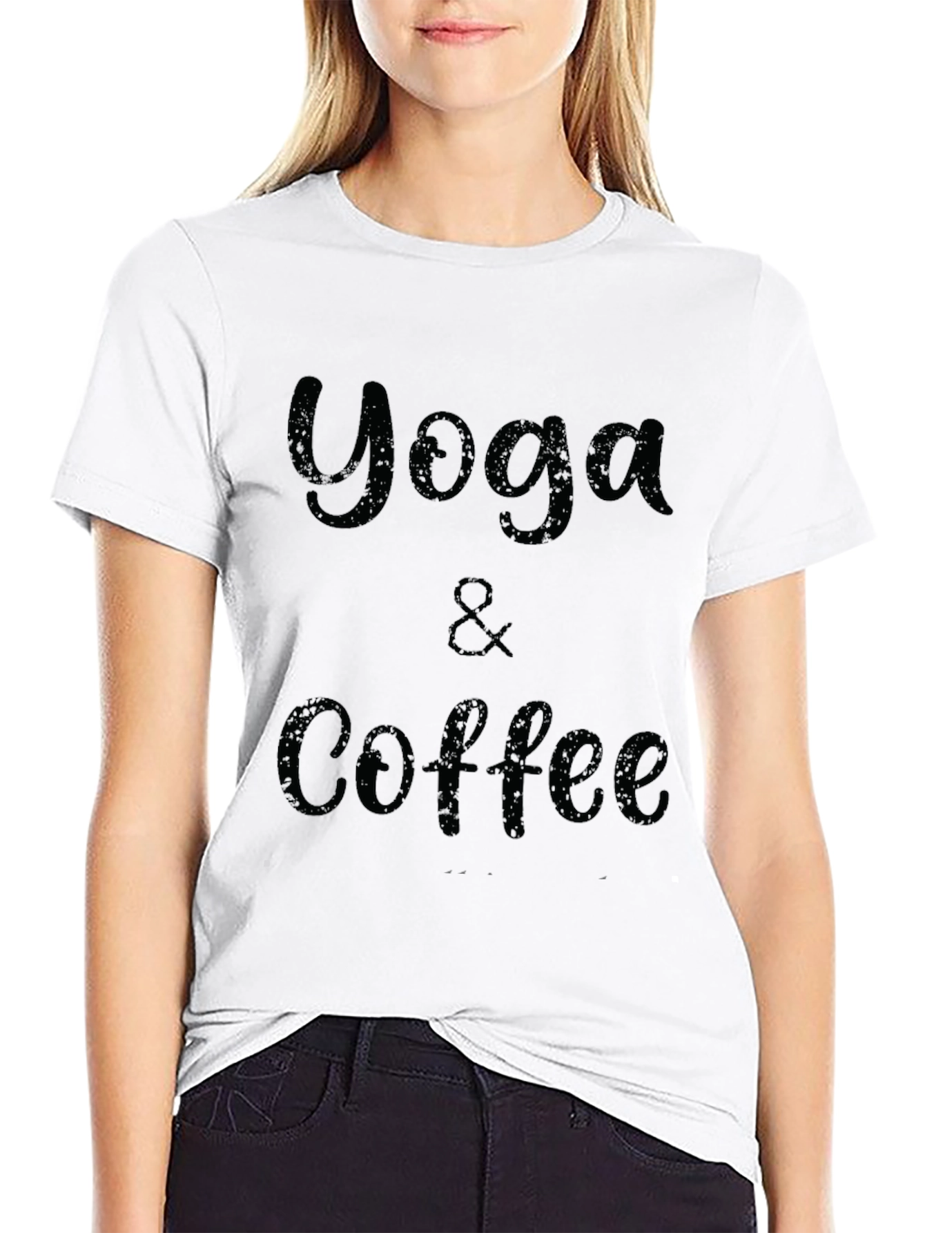 Yoga & Coffee Graphic Tee - Black Cotton T-Shirt