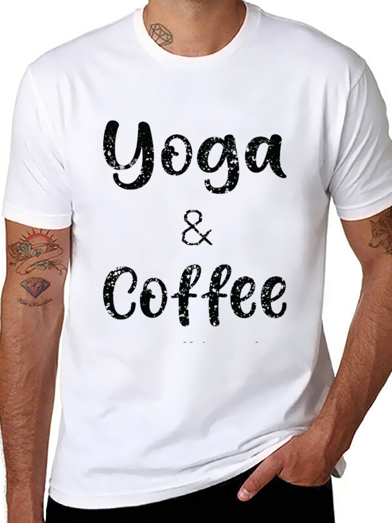 Yoga & Coffee Graphic Tee - Black Cotton T-Shirt