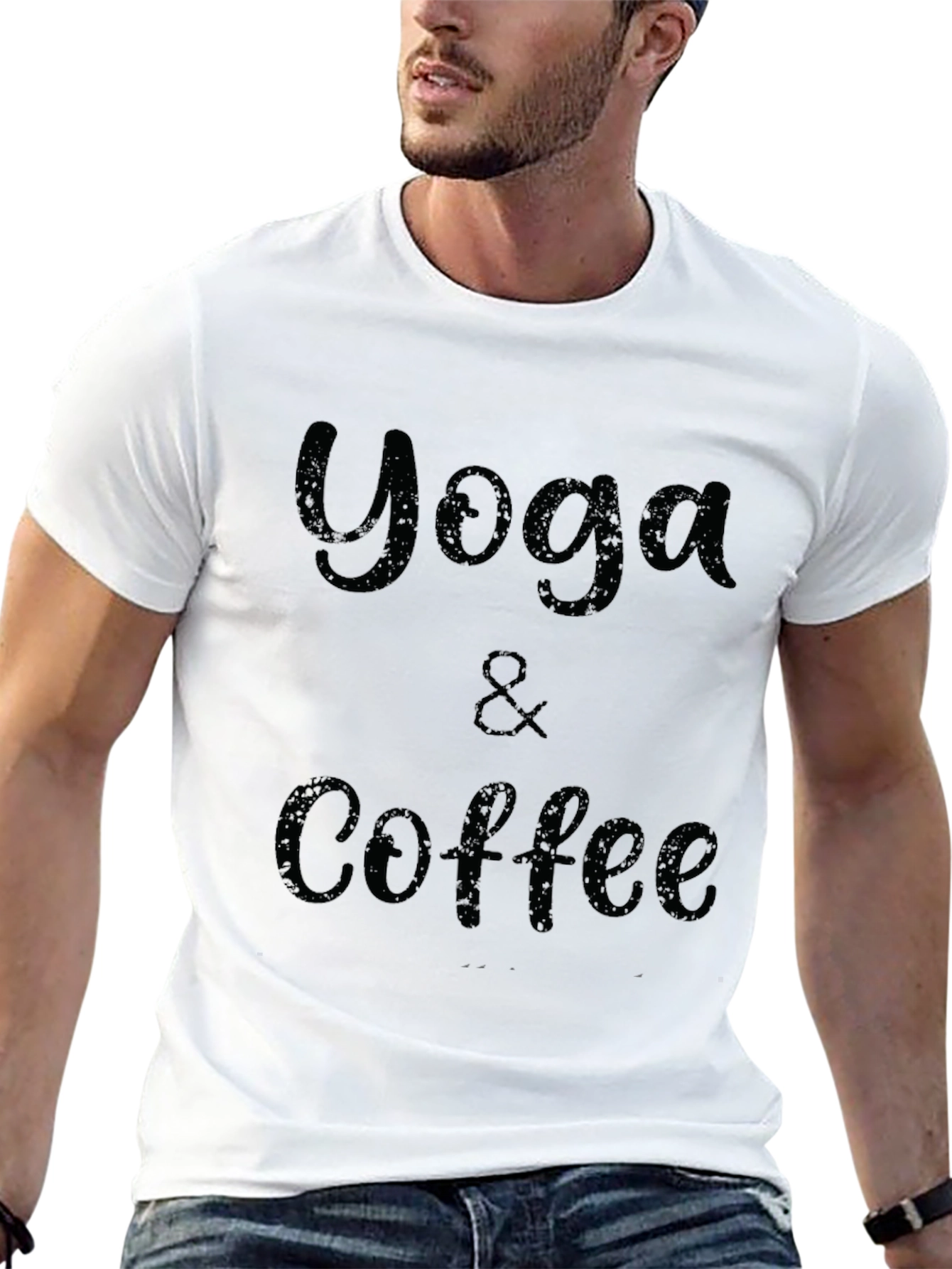Yoga & Coffee Graphic Tee - Black Cotton T-Shirt