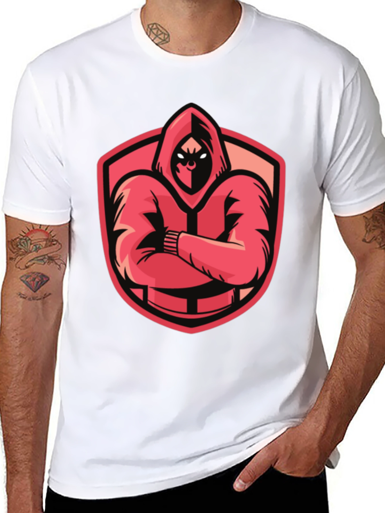 Hooded Figure Graphic Tee - Black