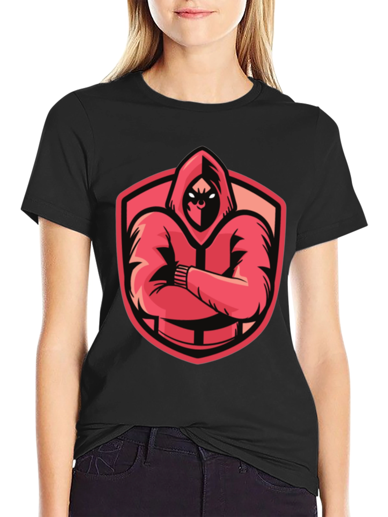 Hooded Figure Graphic Tee - Black