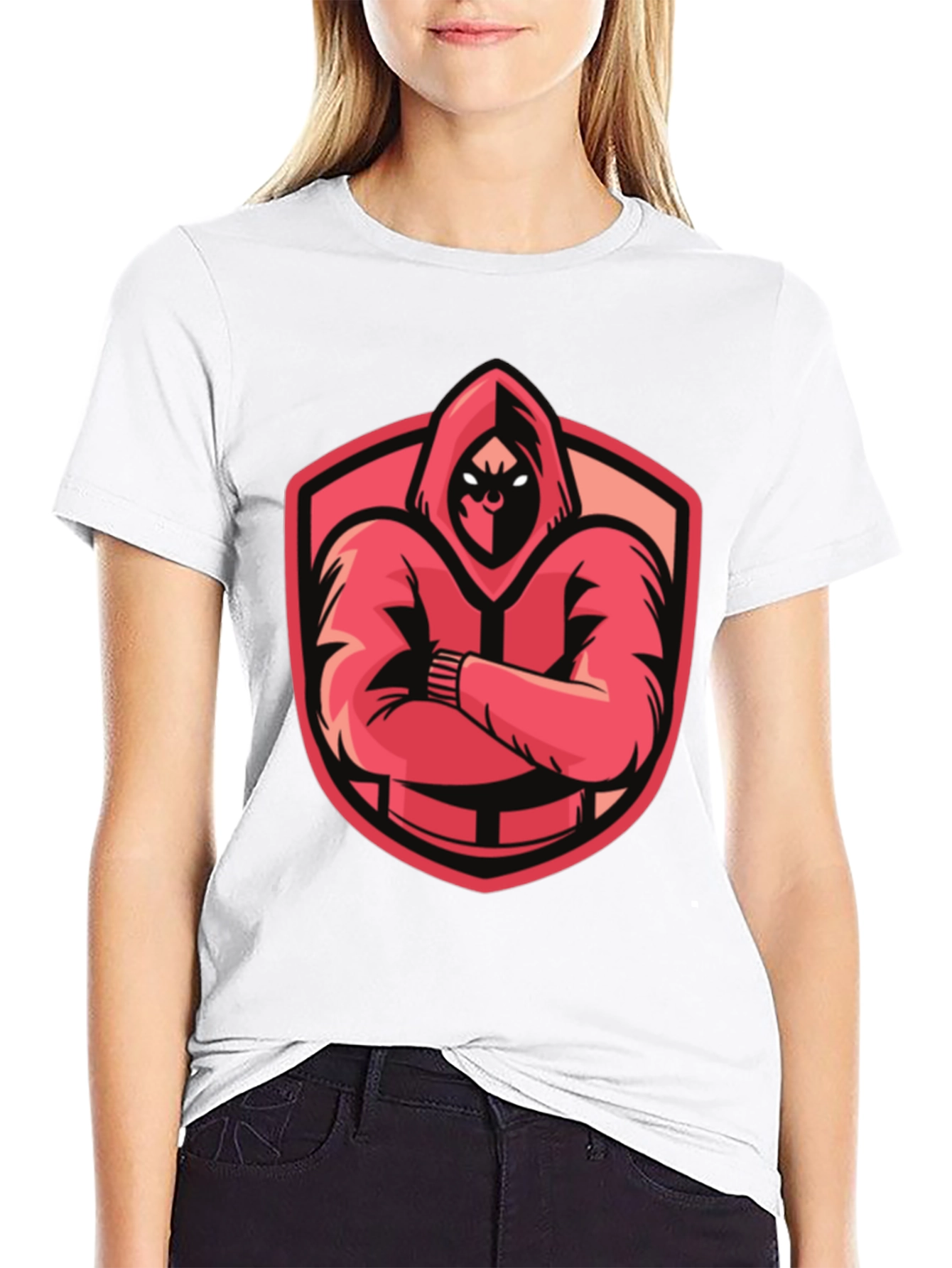 Hooded Figure Graphic Tee - Black