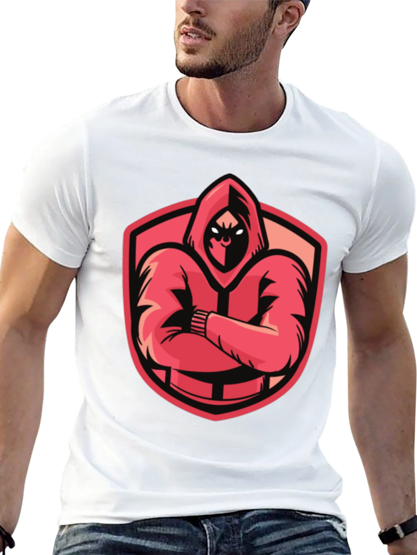 Hooded Figure Graphic Tee - Black