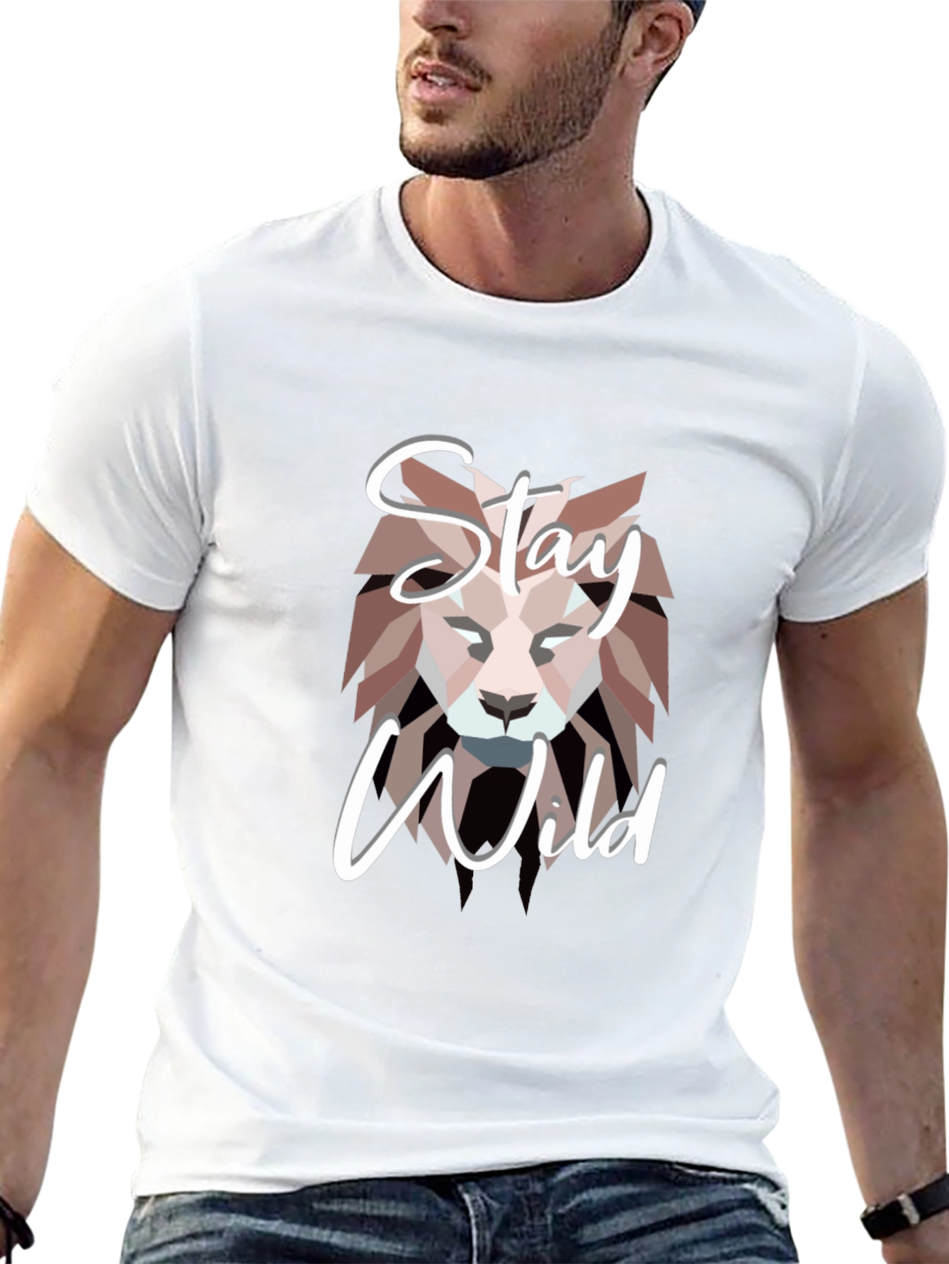 Stay Wild Lion Graphic Black T-Shirt