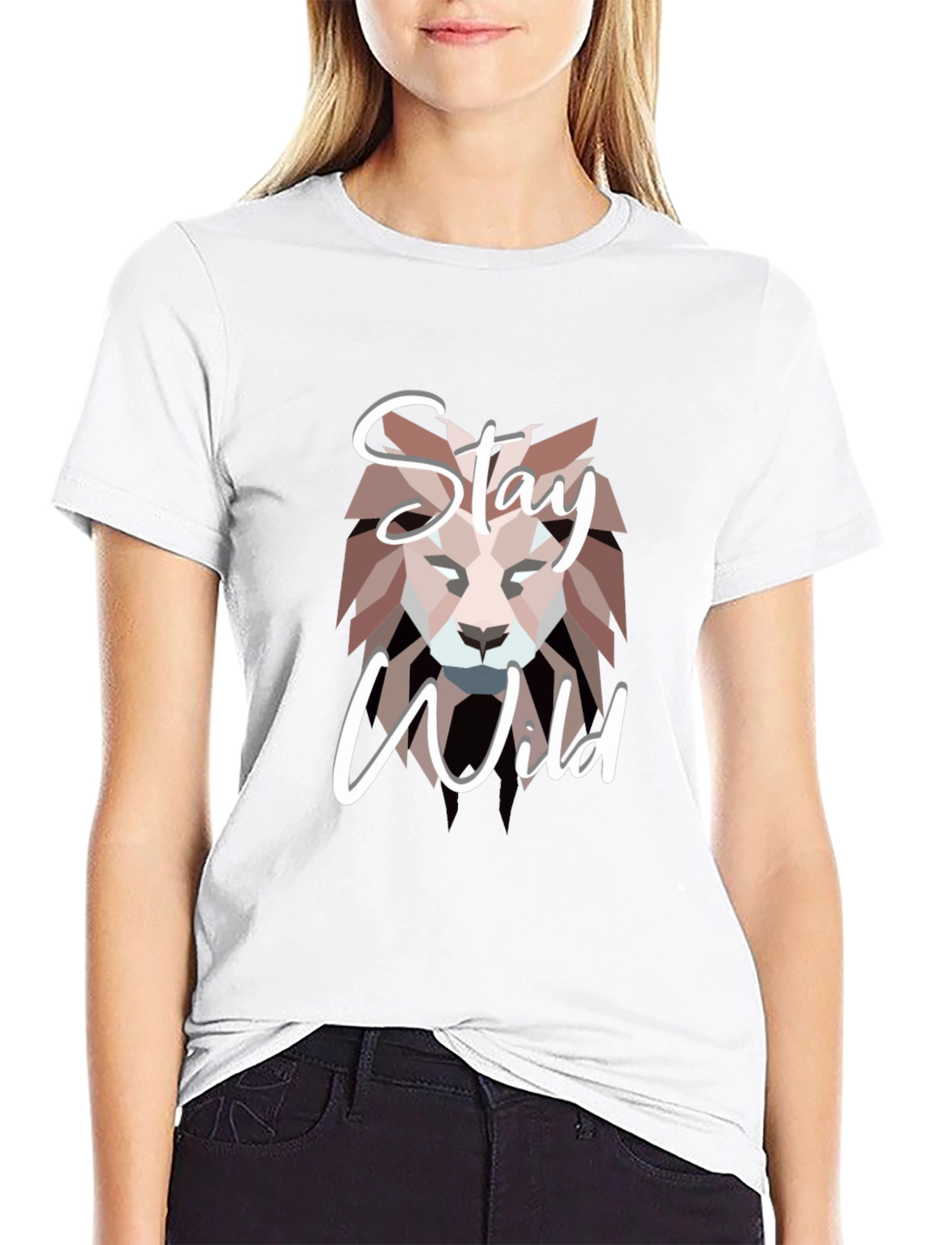 Stay Wild Lion Graphic Black T-Shirt