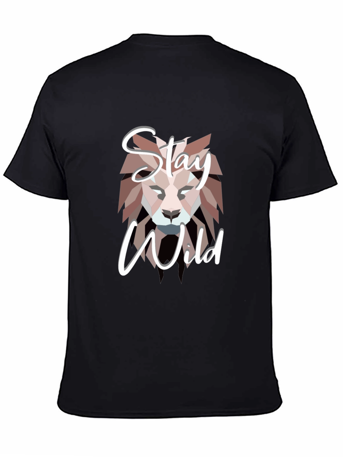 Stay Wild Lion Graphic Black T-Shirt