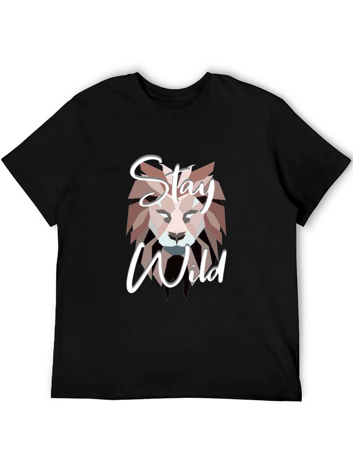 Stay Wild Lion Graphic Black T-Shirt