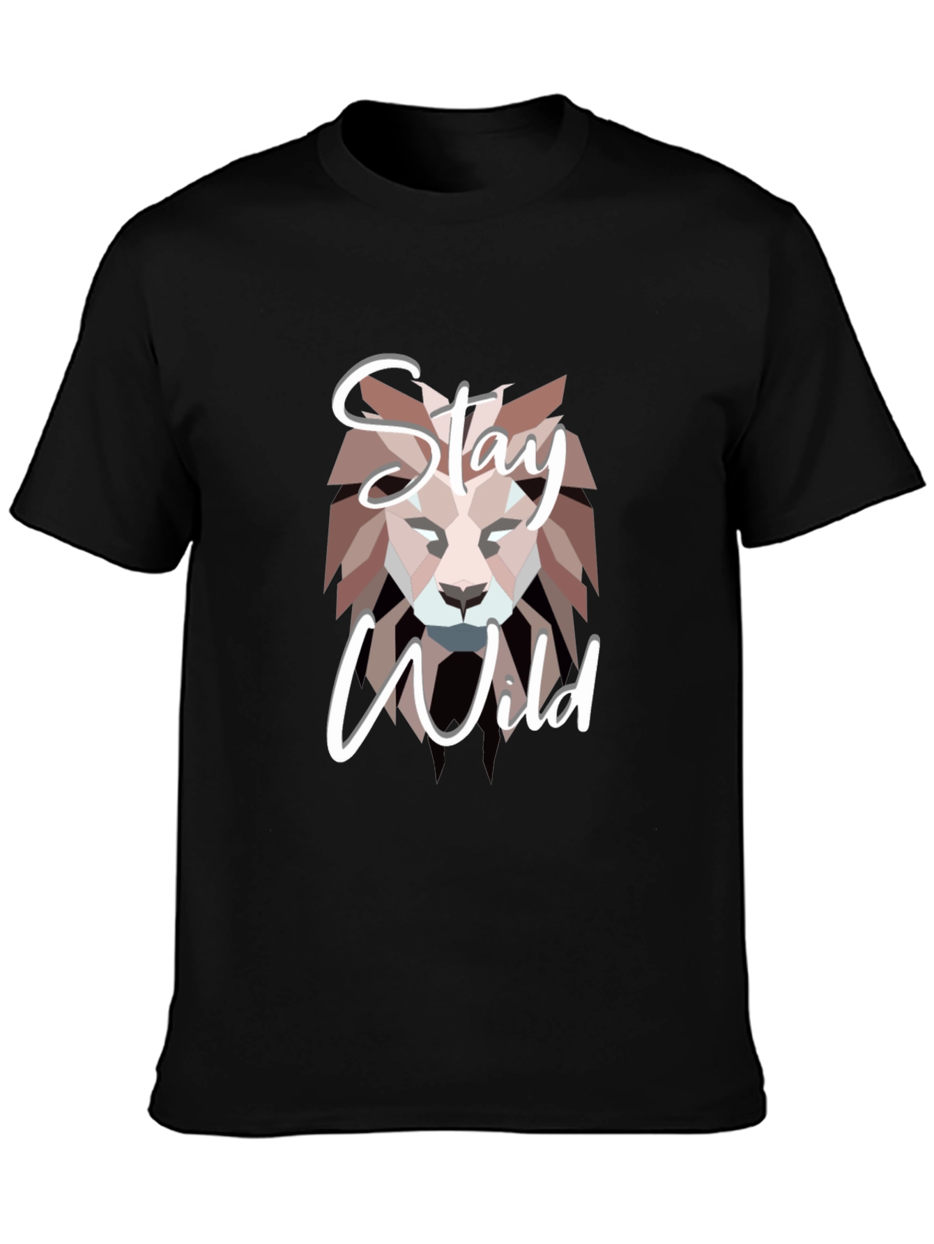 Stay Wild Lion Graphic Black T-Shirt